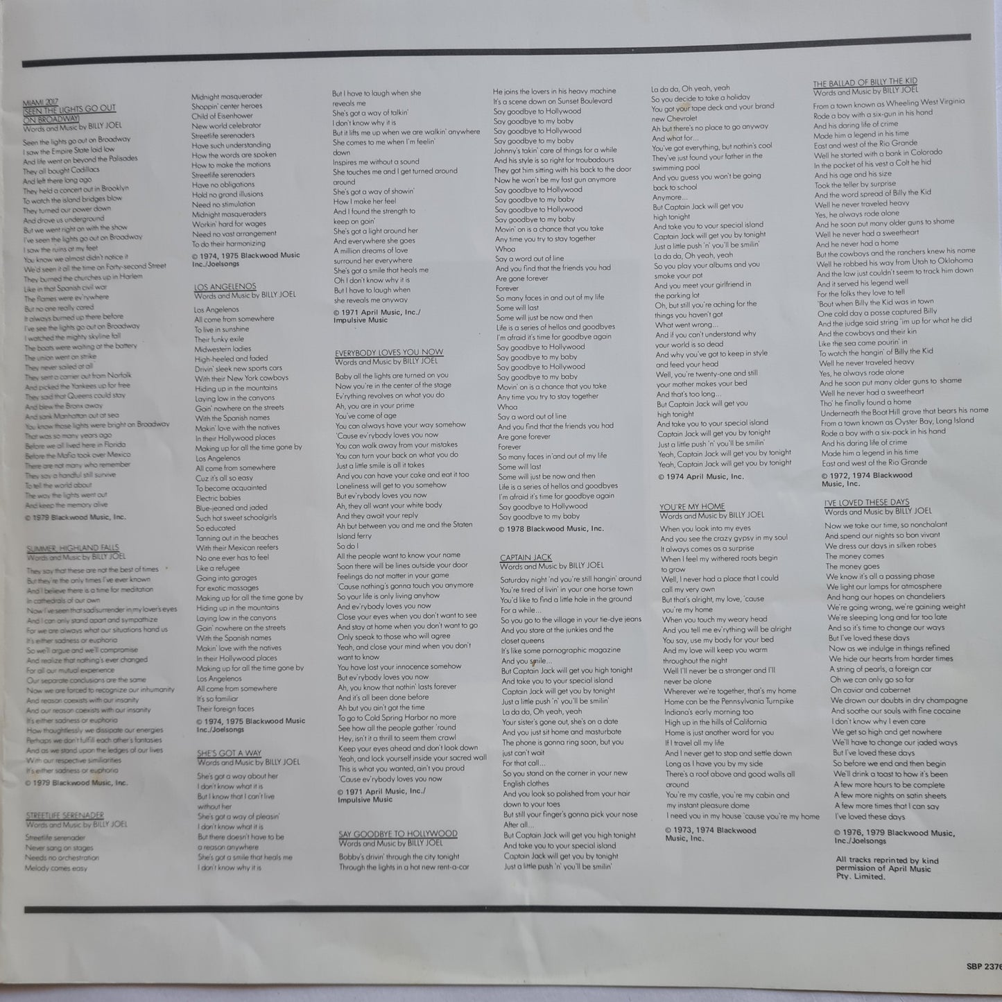 Billy Joel – Songs In The Attic - 1981 (Gatefold) - Vinyl Record LP (near mint)