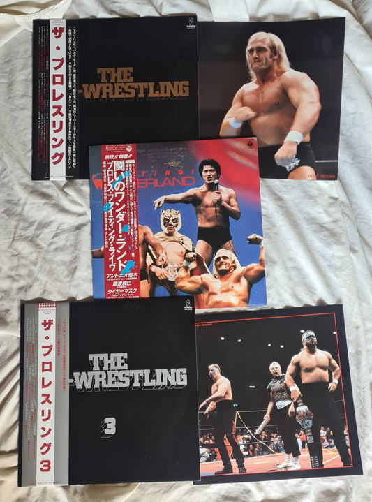 WRESTLING WWF- VINTAGE JAPAN 1983-85 VINYL RECORDS x3- HULK HOGAN, etc.