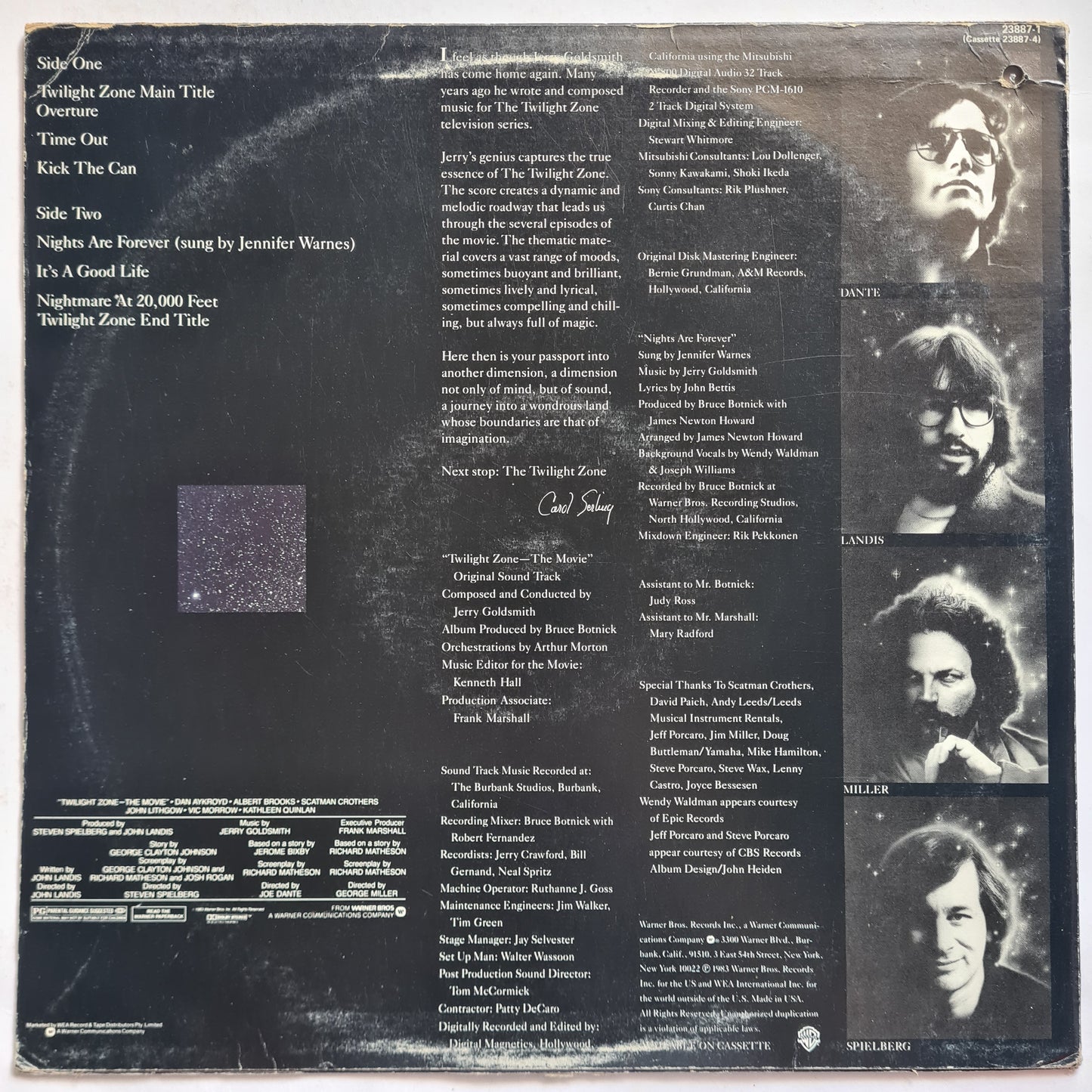Jerry Goldsmith – Twilight Zone - The Movie (Original Sound Track)- 1983 - Vinyl Record LP