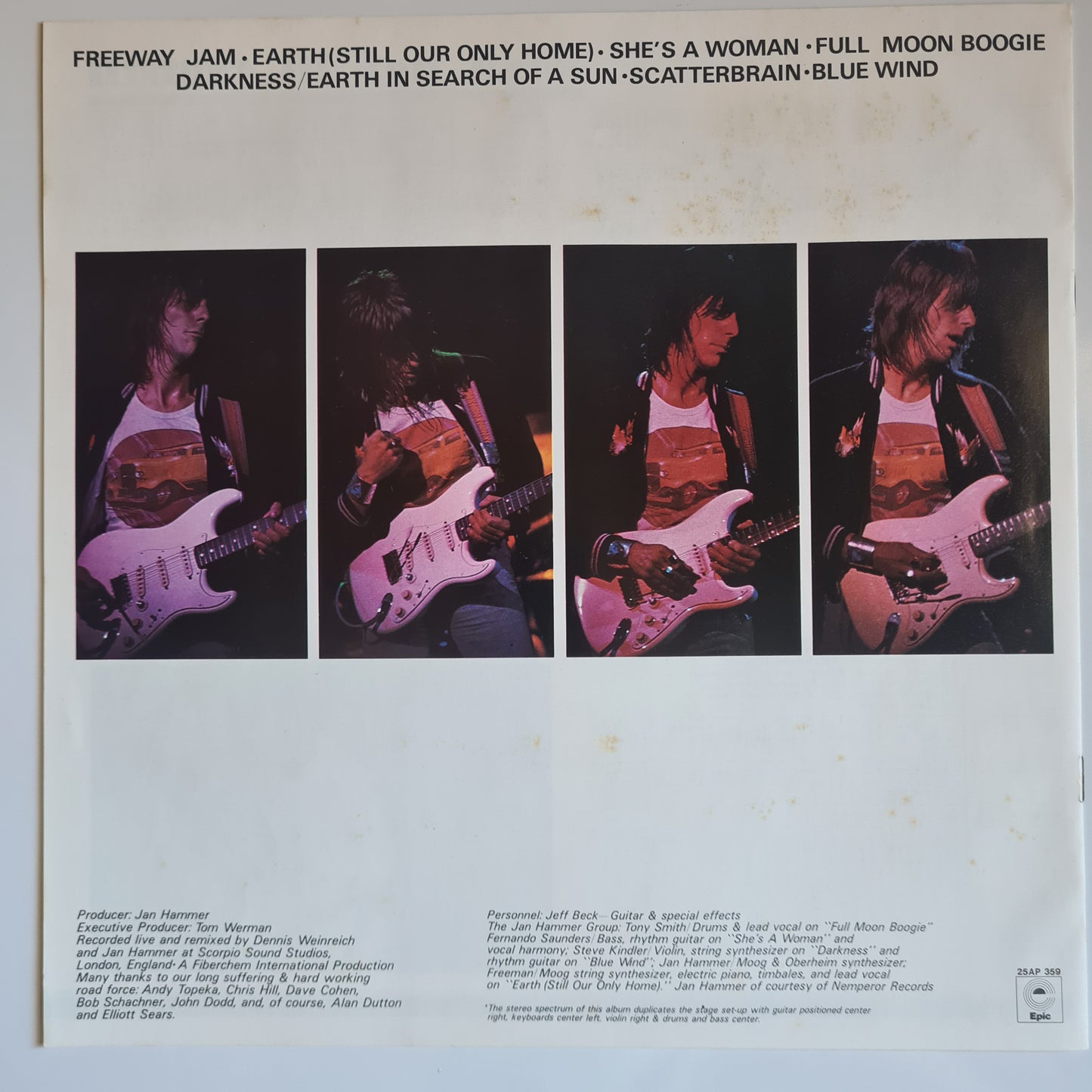 Jeff Beck With The Jan Hammer Group – Live - 1977 (Japanese Pressing) - Vinyl Record LP