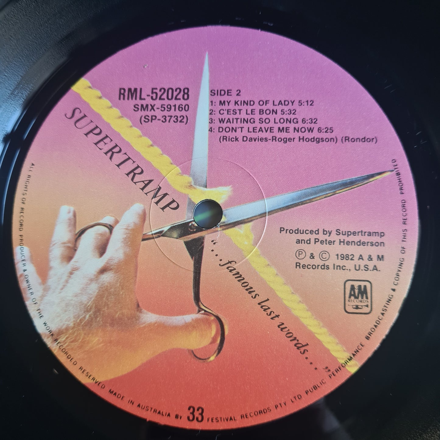 Supertramp – Famous Last Words - 1982 - Vinyl Record LP (near mint)