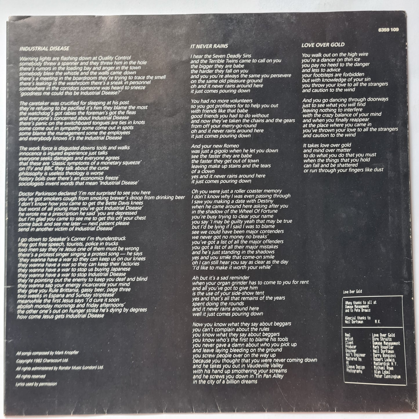 Dire Straits – Love Over Gold - 1982 - Vinyl Record LP