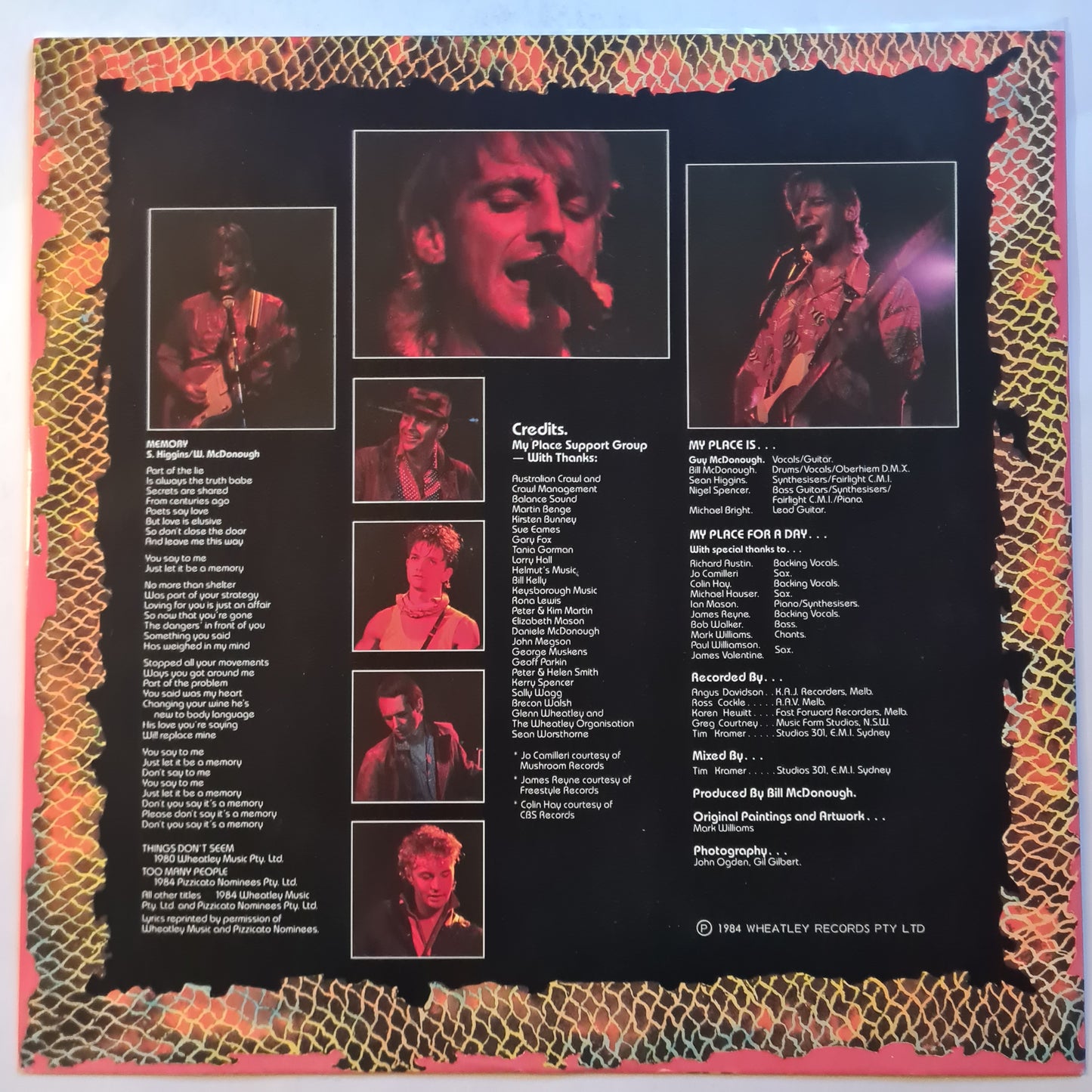 Guy McDonough (Australian Crawl) – My Place - 1984 - Vinyl Record LP (EX)