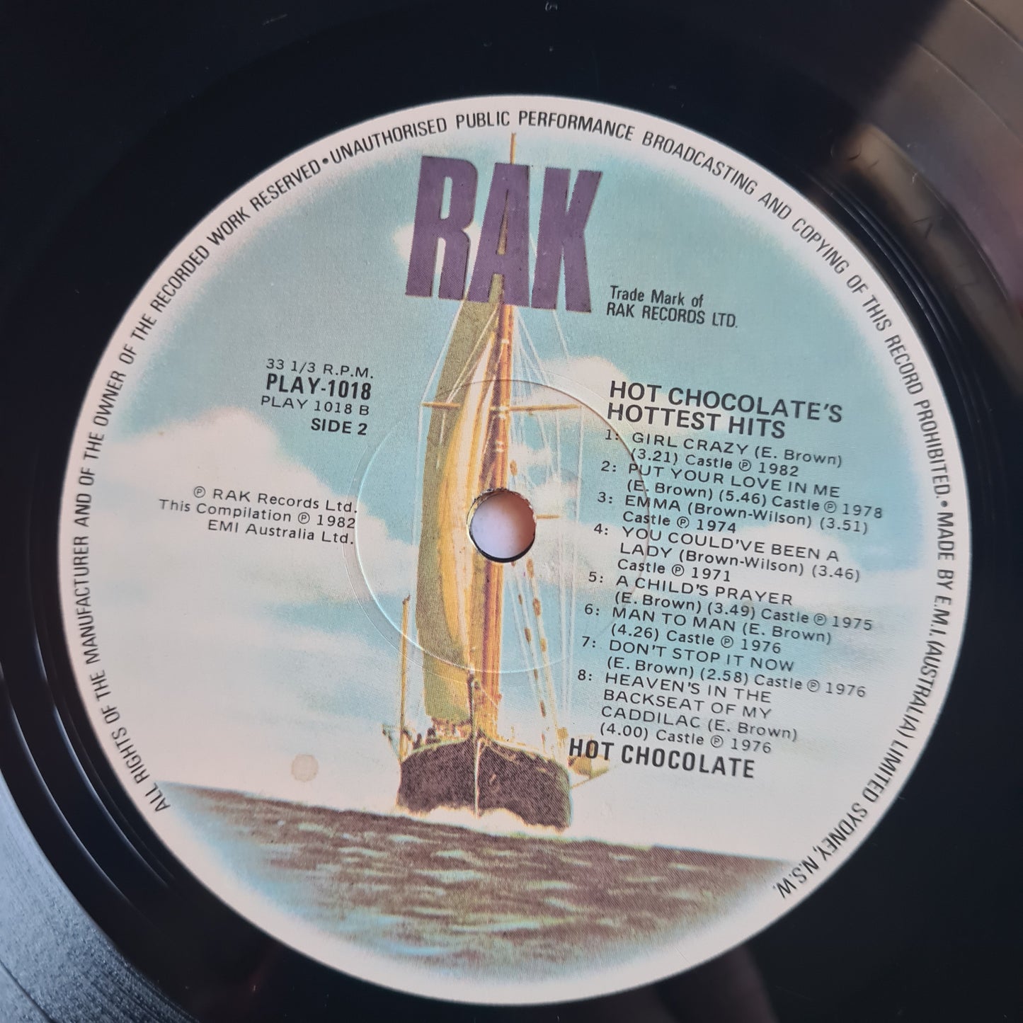 Hot Chocolate – Hot Chocolate's Hottest Hits - 1982 - Vinyl Record LP