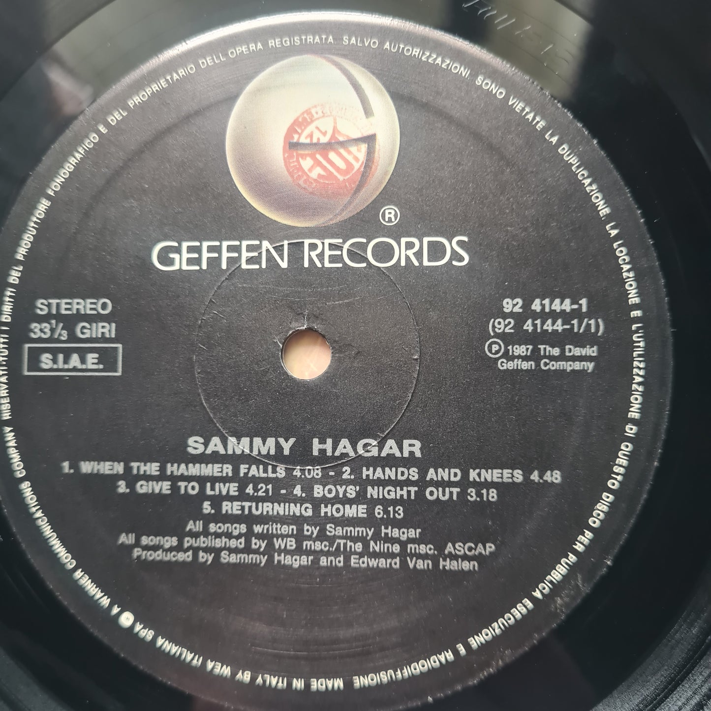 Sammy Hagar – Sammy Hagar - 1987 (Italian Pressing) - Vinyl Record LP