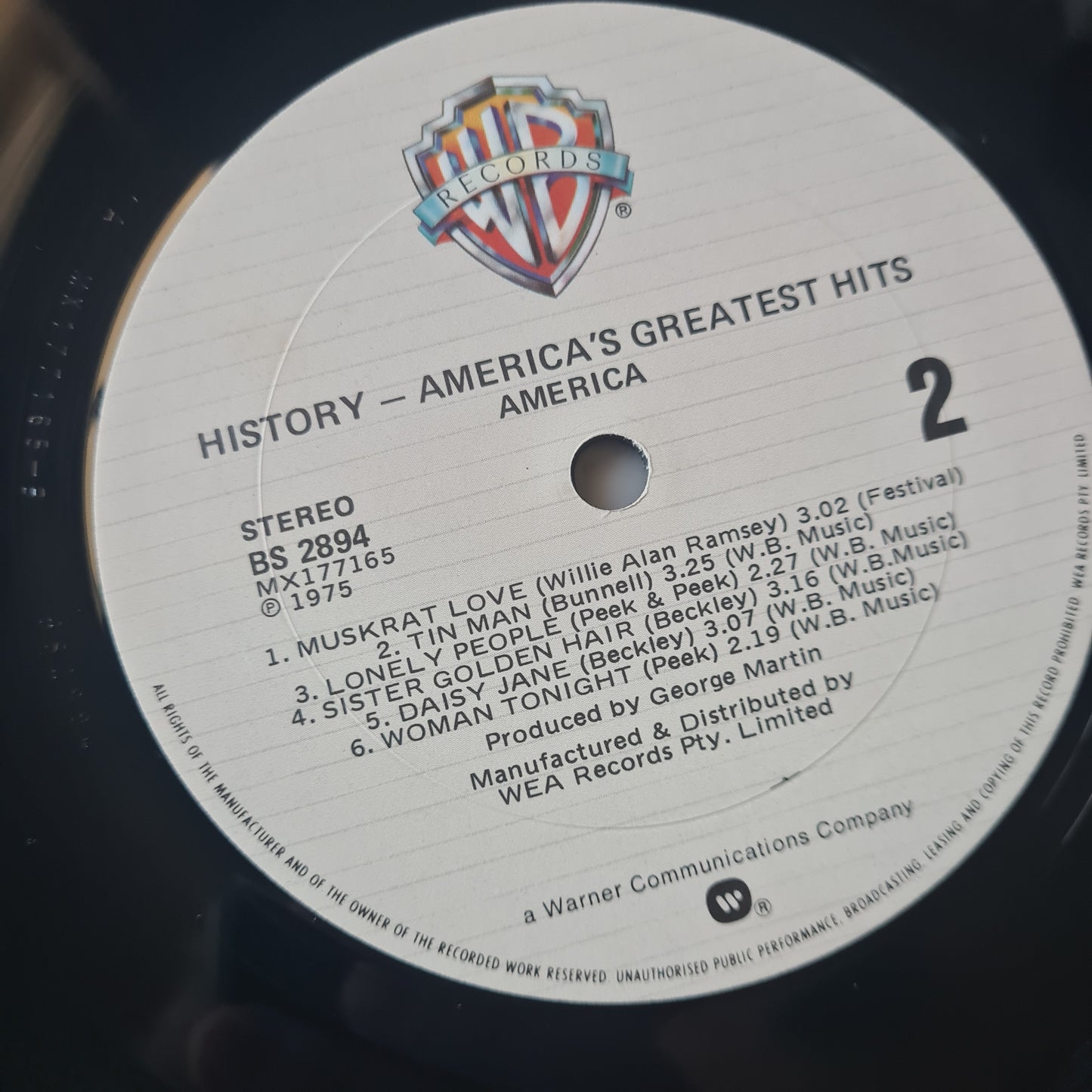 America – History: America's Greatest Hits - 1975 - Vinyl Record LP