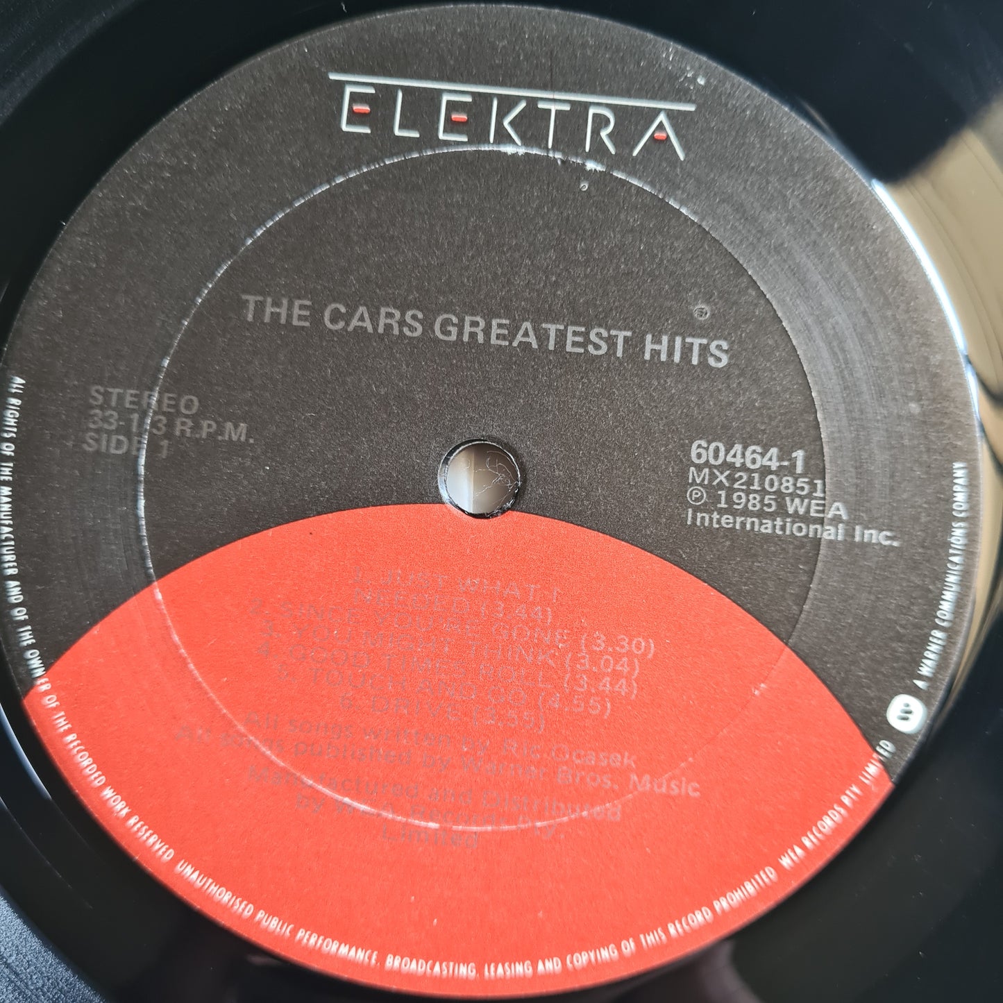 The Cars – Greatest Hits - 1985 - Vinyl Record LP