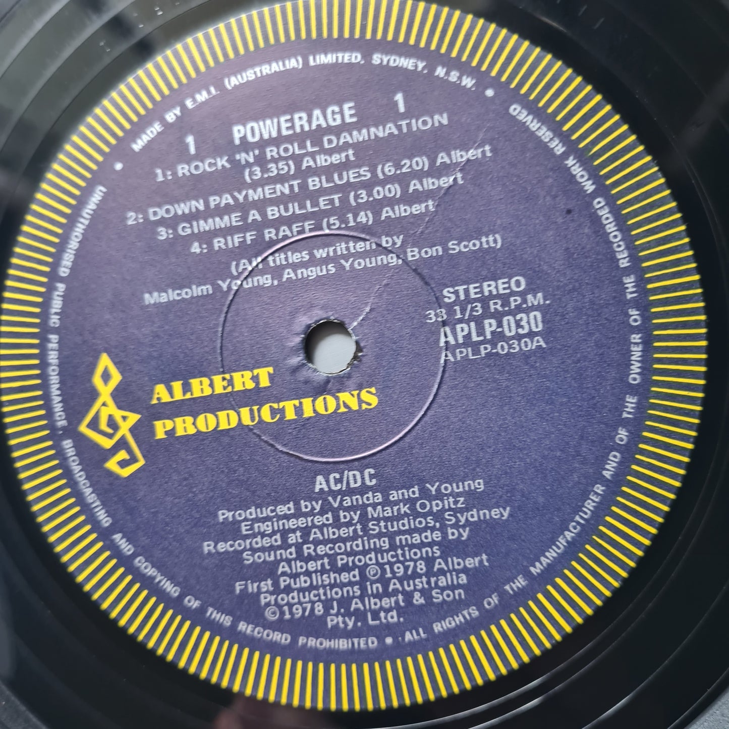 AC/DC – Powerage - 1978 (First Australian Pressing) - Vinyl Record LP
