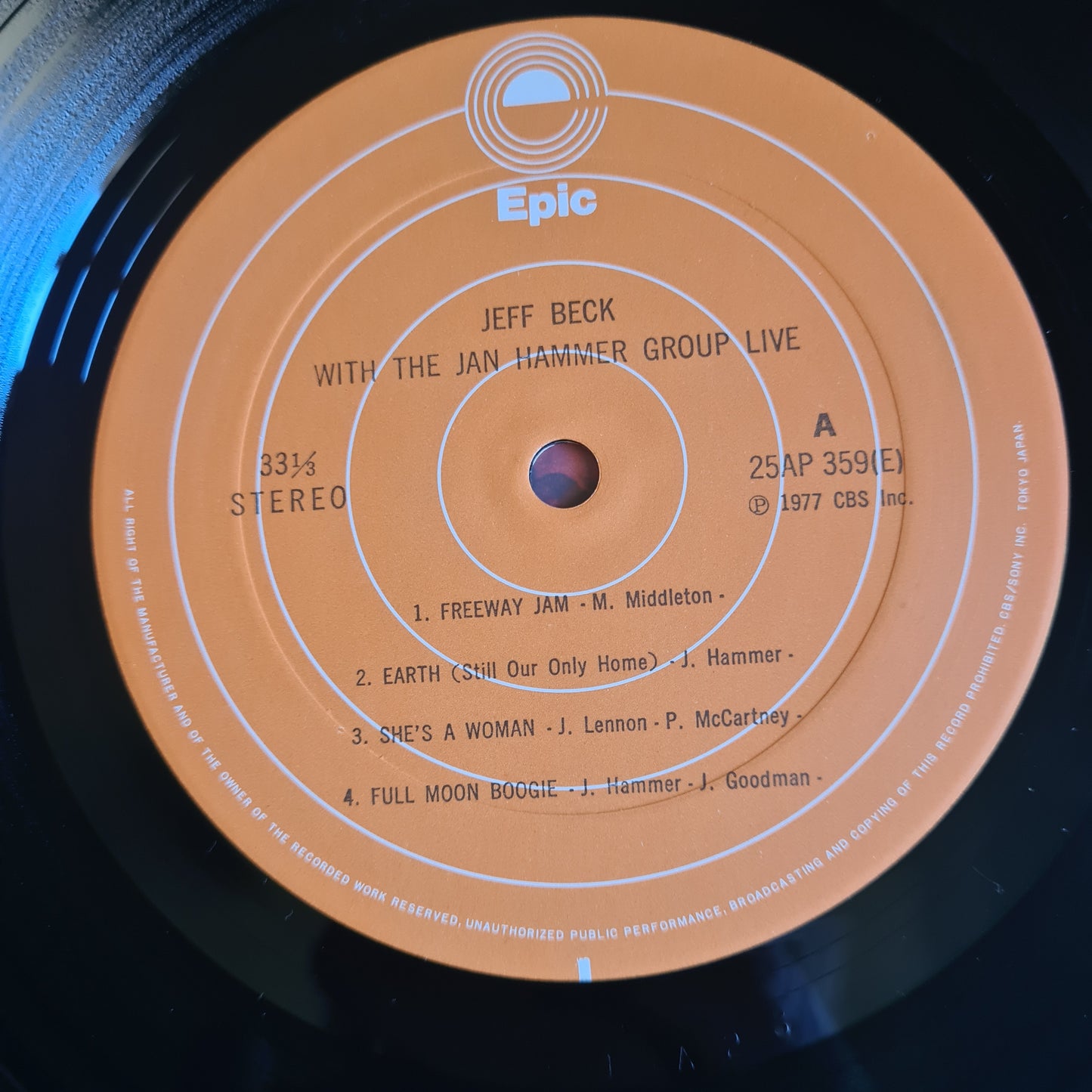 Jeff Beck With The Jan Hammer Group – Live - 1977 (Japanese Pressing) - Vinyl Record LP