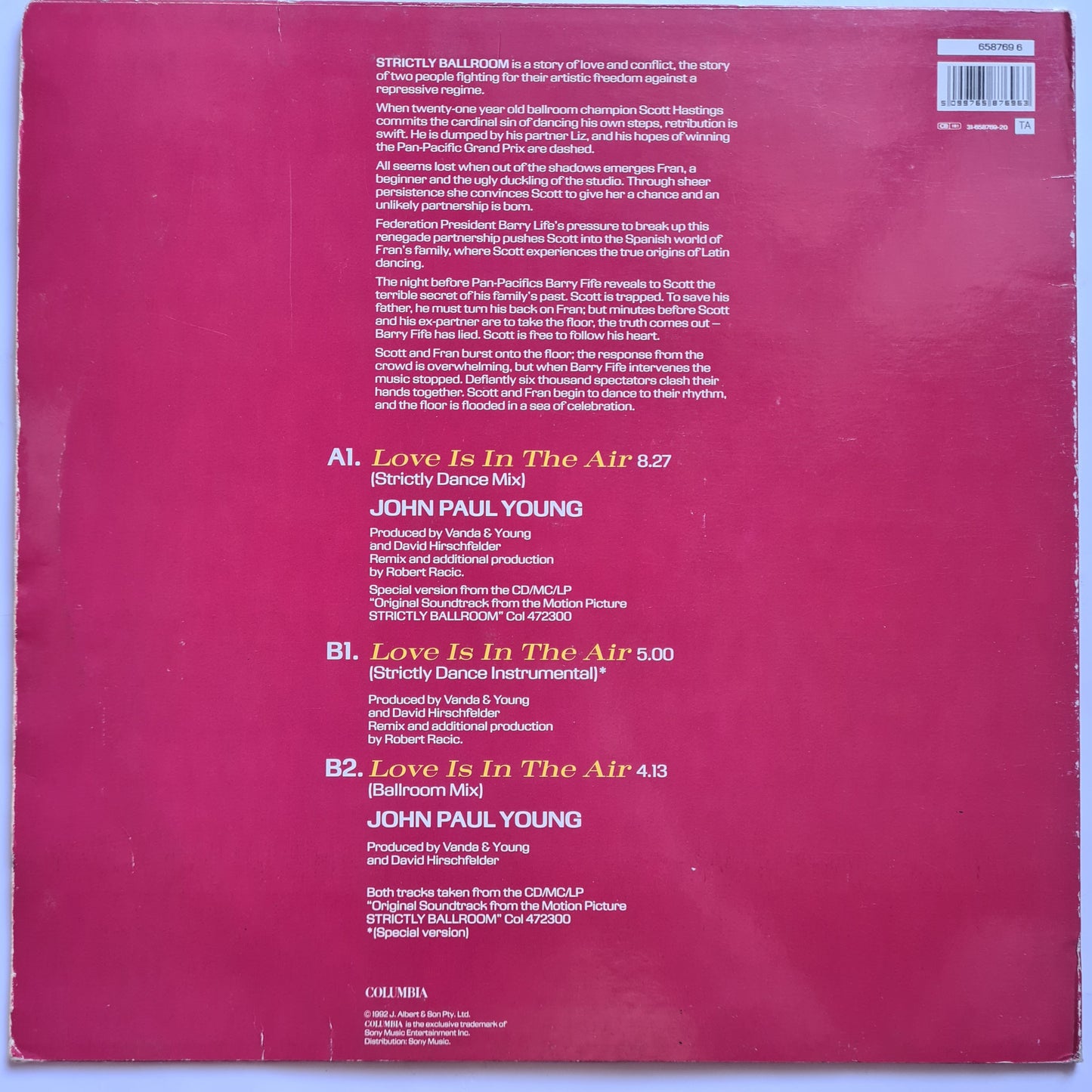 John Paul Young – Love Is In The Air (Strictly Ballroom 12" Dance Mix) - 1992 - Vinyl Record