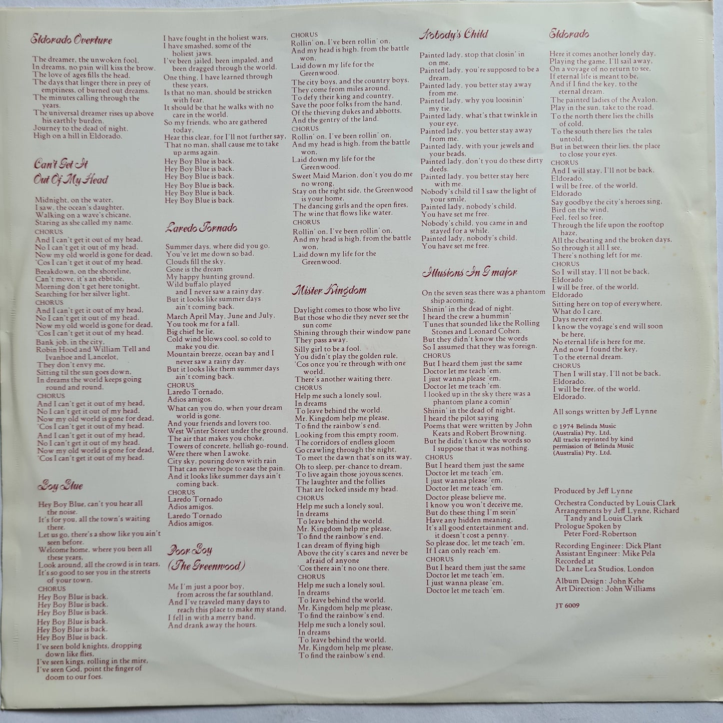 ELO – Eldorado - 1974 - Vinyl Record LP