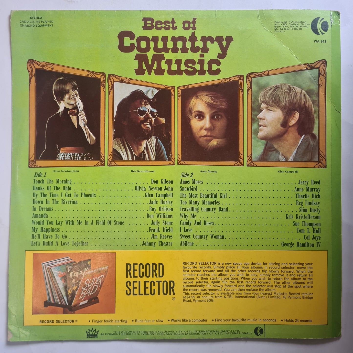 Various Artists/Hits album - Best Of Country Music - 1974 - Vinyl Record LP
