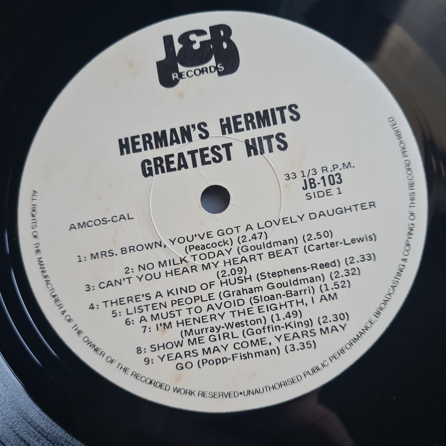 Herman's Hermits – Greatest Hits - 1980 - Vinyl Record (near mint)