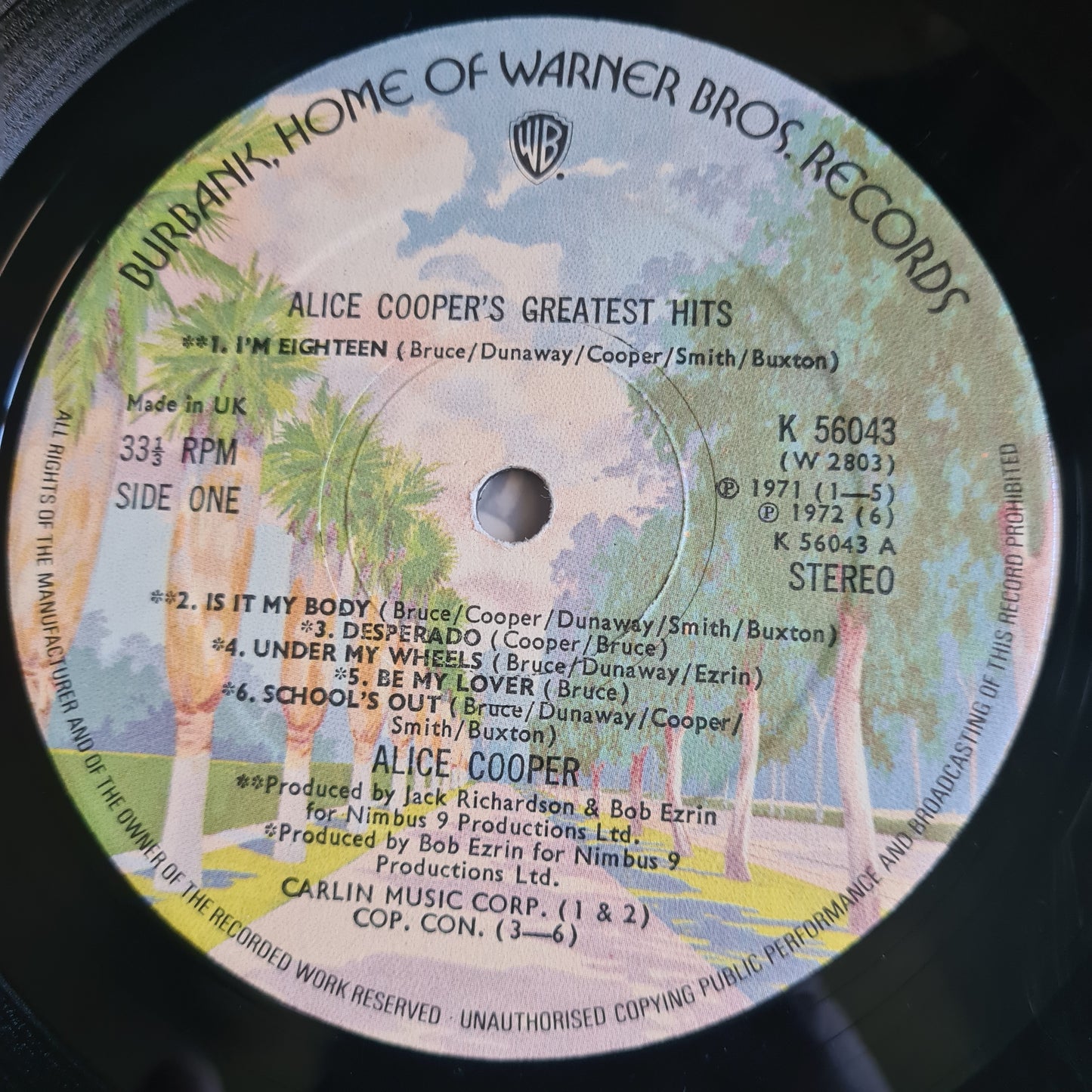 Alice Cooper – Alice Cooper's Greatest Hits - 1974 UK Pressing - Vinyl Record LP