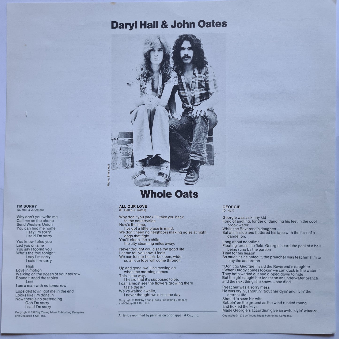 Daryl Hall & John Oates – Whole Oats - 1972 - Vinyl Record LP
