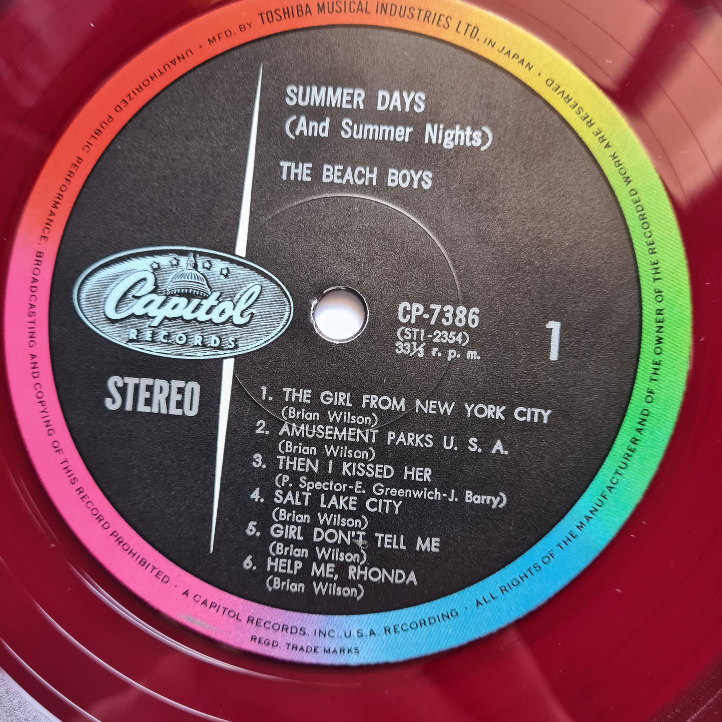 The Beach Boys - Summer Days (And Summer Nights!!) - 1965 (Japanese Pressing Red Vinyl) - Vinyl Record LP