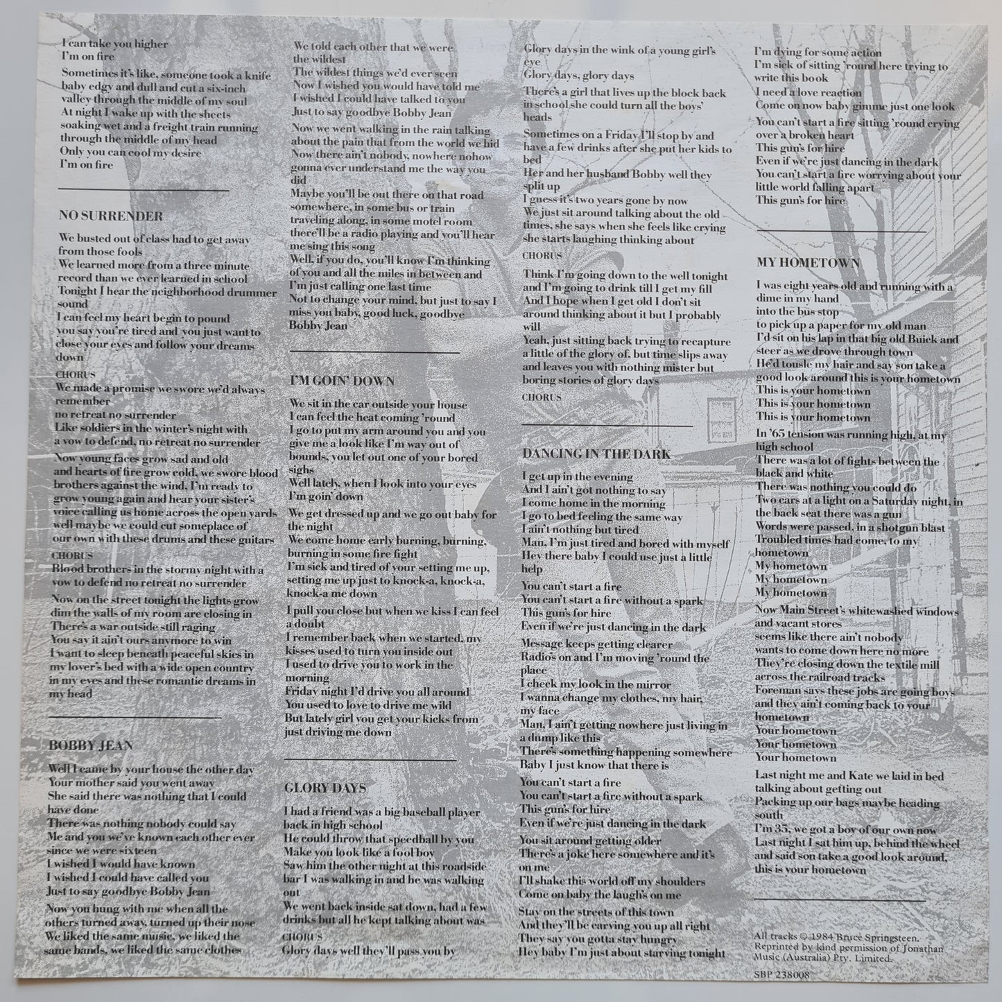 Bruce Springsteen – Born In The USA - 1984 (Australian Pressing) - Vinyl Record LP