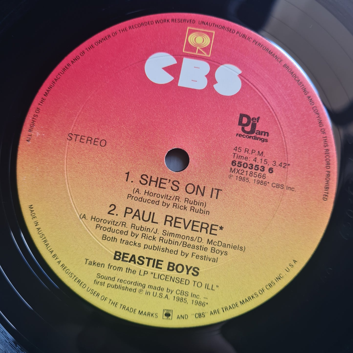 Beastie Boys – (You Gotta) Fight For Your Right (To Party!) - 1987 (12inch Single Australian Pressing) - Vinyl Record (NM)