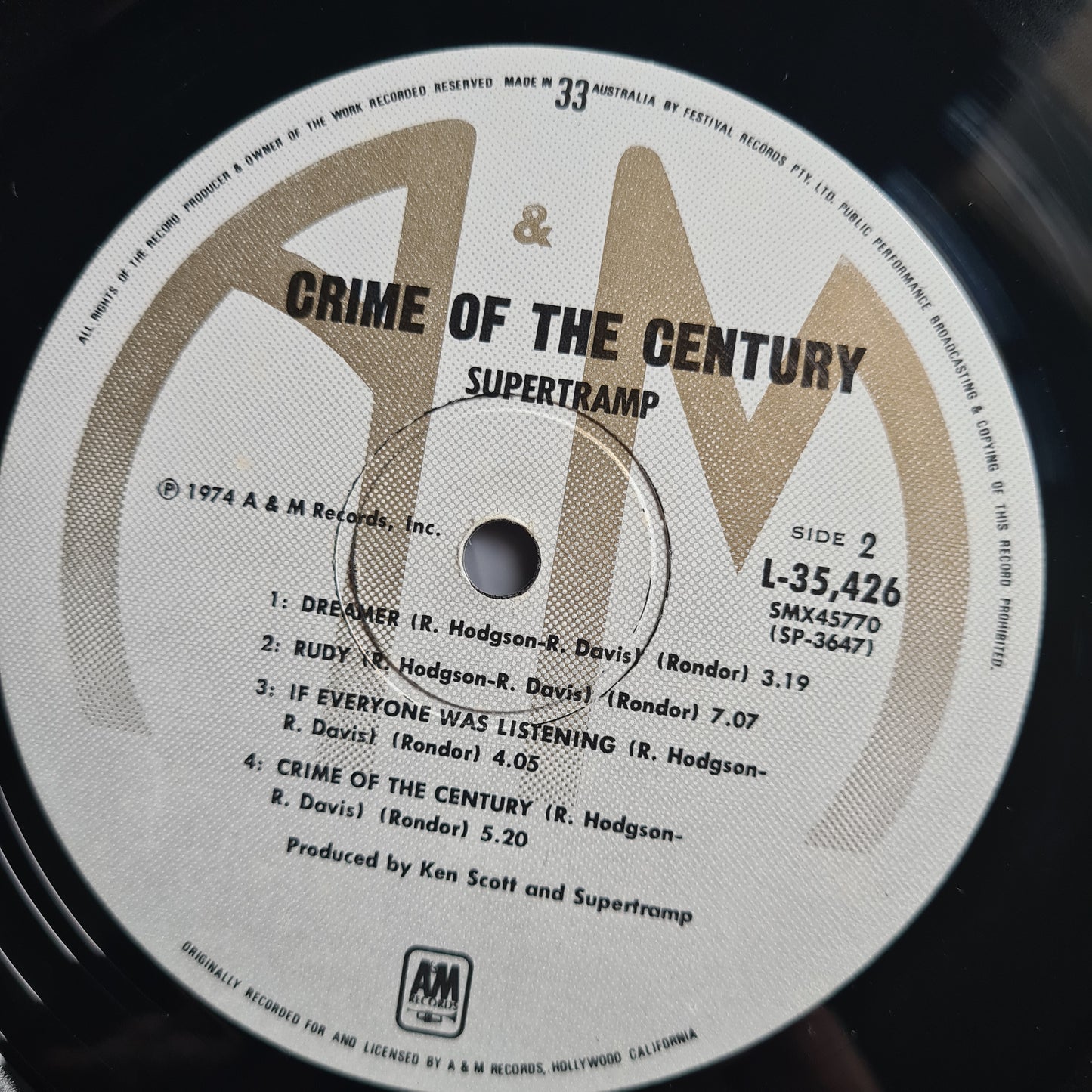 Supertramp – Crime Of The Century - 1975 - Vinyl Record LP