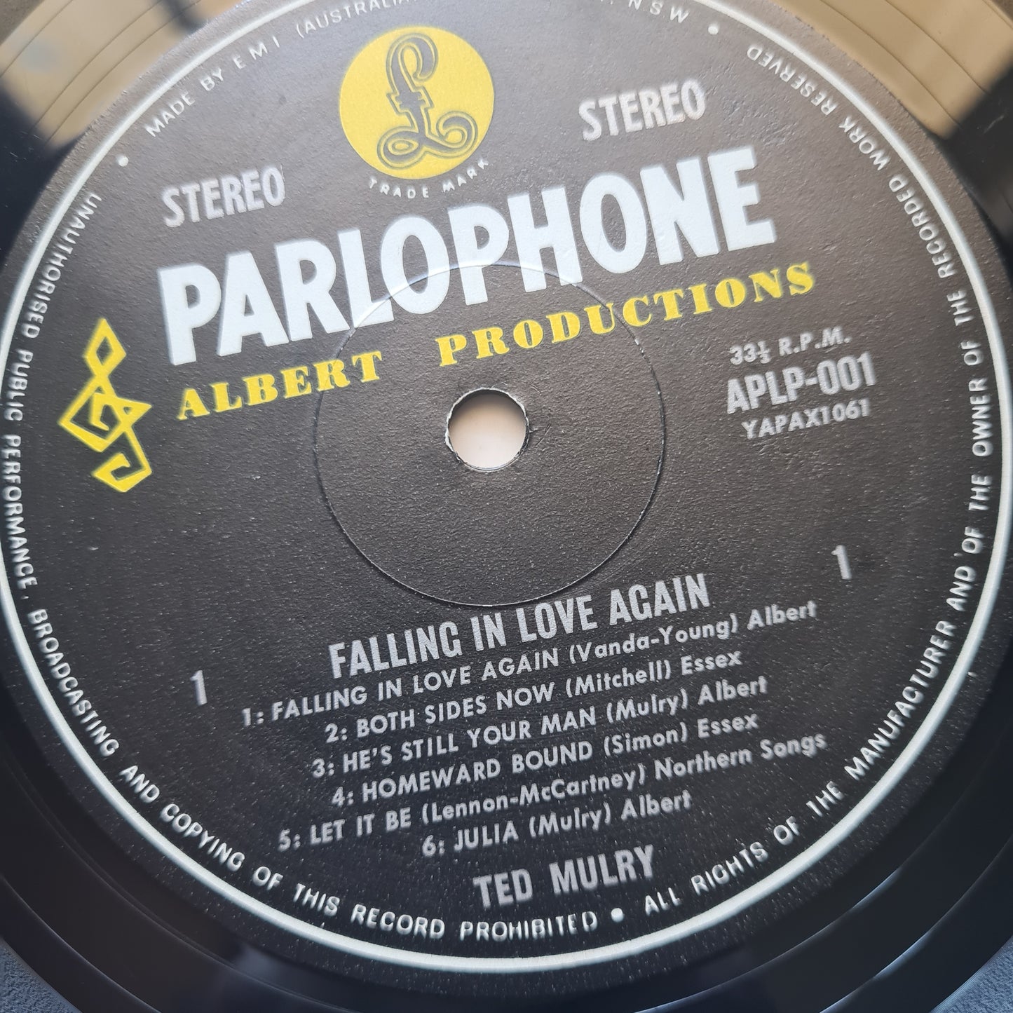 Ted Mulry – Falling In Love - 1971 (1st pressing Parlophone Label) - Vinyl Record LP