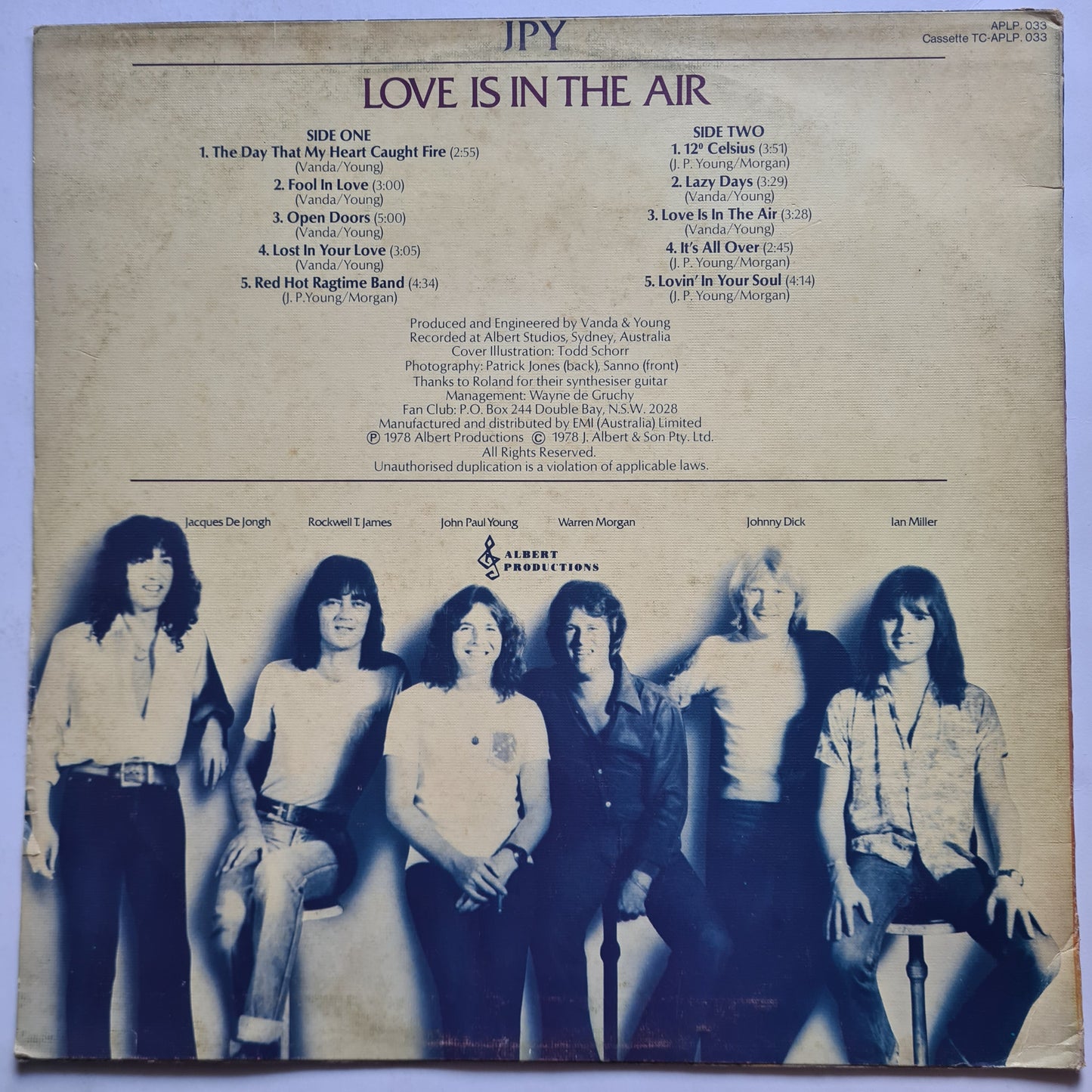 John Paul Young – Love Is In The Air - 1978 - Vinyl Record LP *SIGNED*