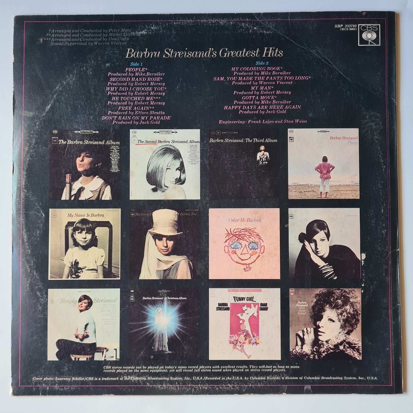 Barbara Streisand – Barbra Streisand's Greatest Hits - 1970 - Vinyl Record LP