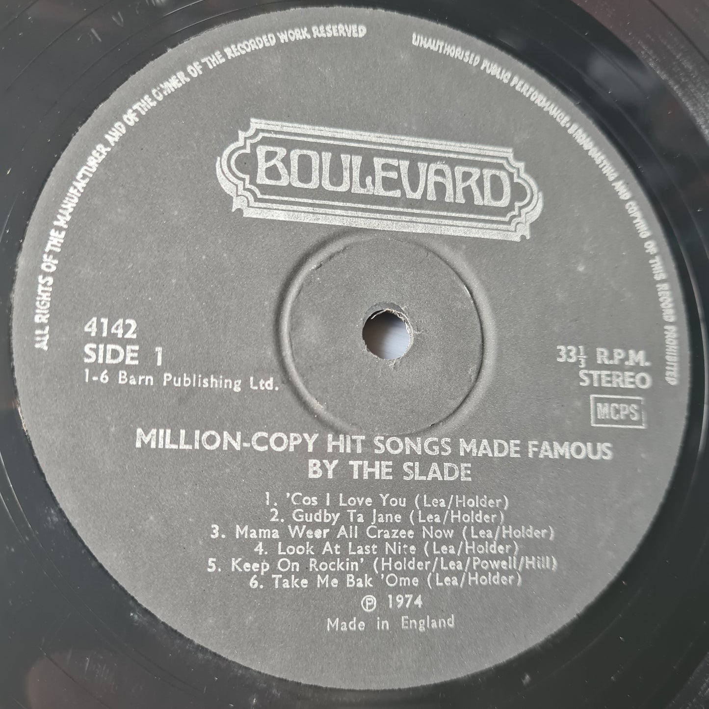 Vandyke Brown – Million Copy Hit Songs Made Famous By Slade - 1974 - Vinyl Record LP