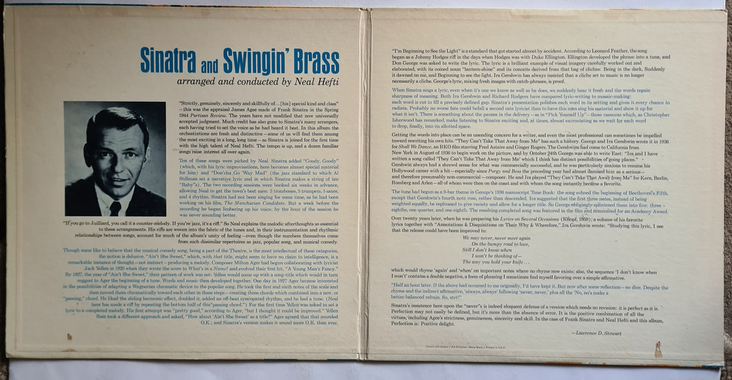 Frank Sinatra – Sinatra And Swingin' Brass - 1962 (US Pressing) - Vinyl Record LP