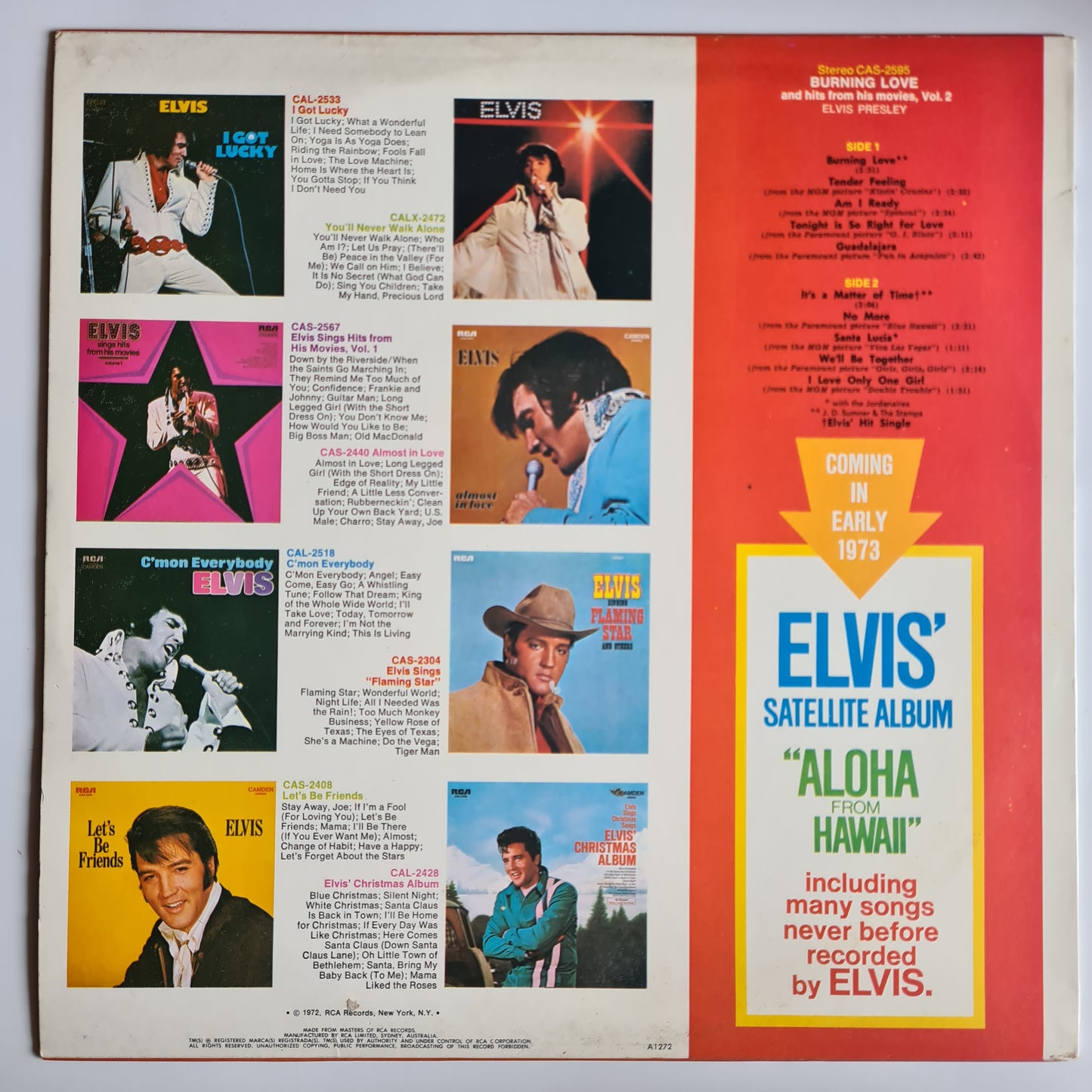 Elvis Presley – Burning Love & Hits From His Movies - 1972 - Vinyl Record LP