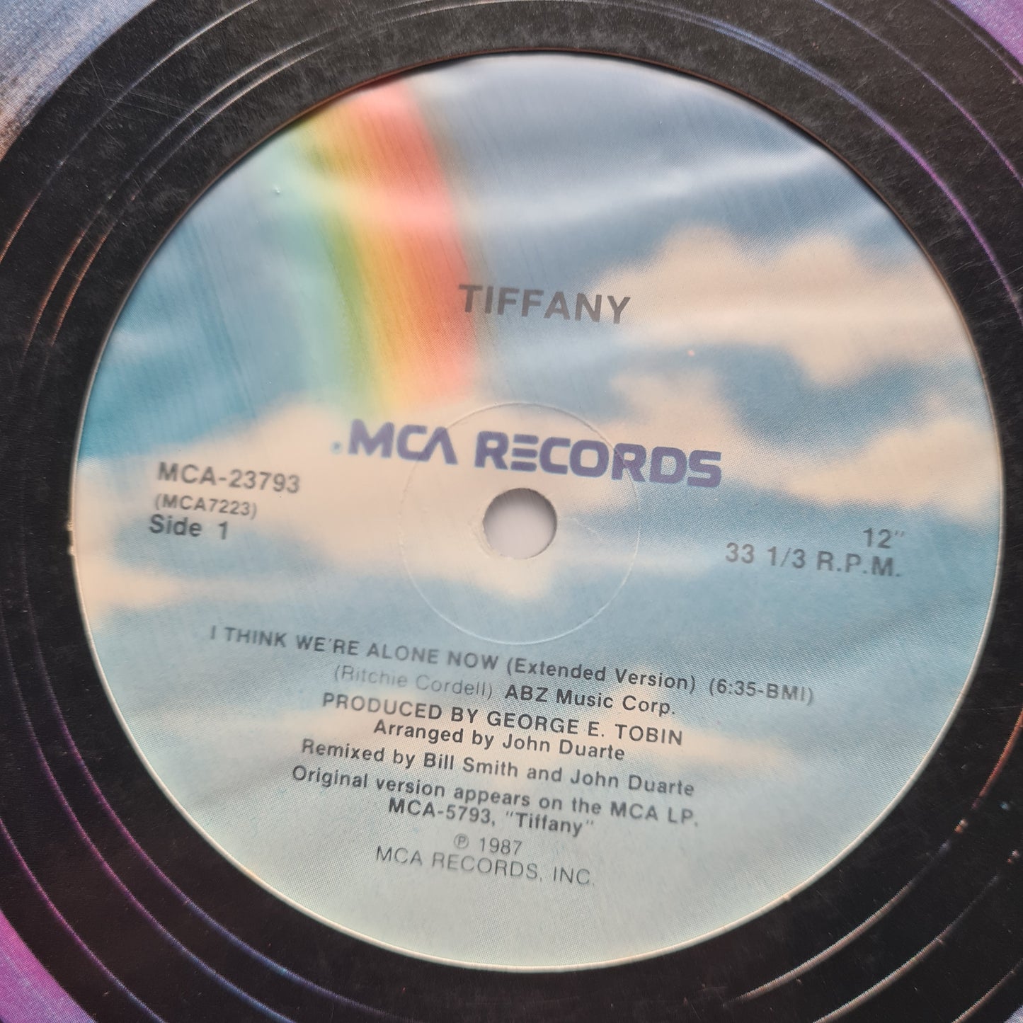 Tiffany – I Think We're Alone Now (extended dance mix) - 1987 - Vinyl Record 12" Maxi Single (STRANGER THINGS)