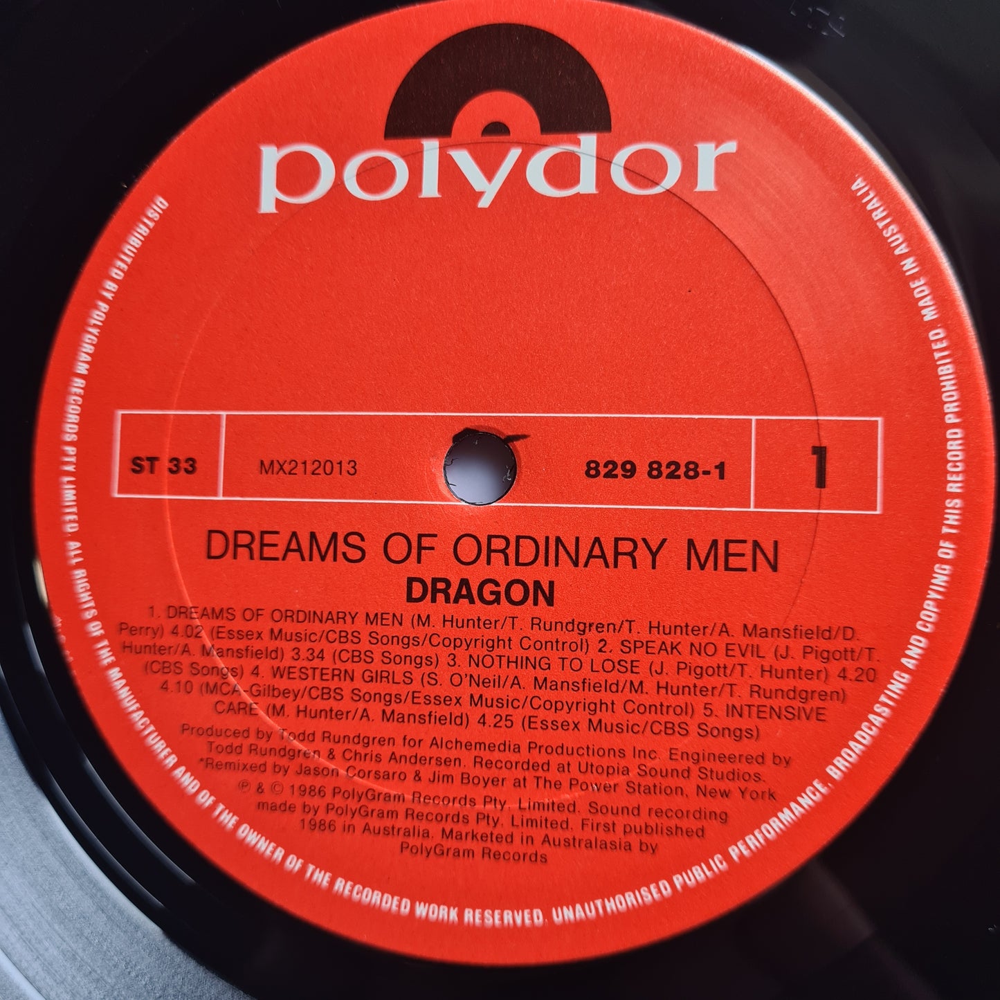 Dragon – Dreams Of Ordinary Men - 1986 - Vinyl Record LP (EX)
