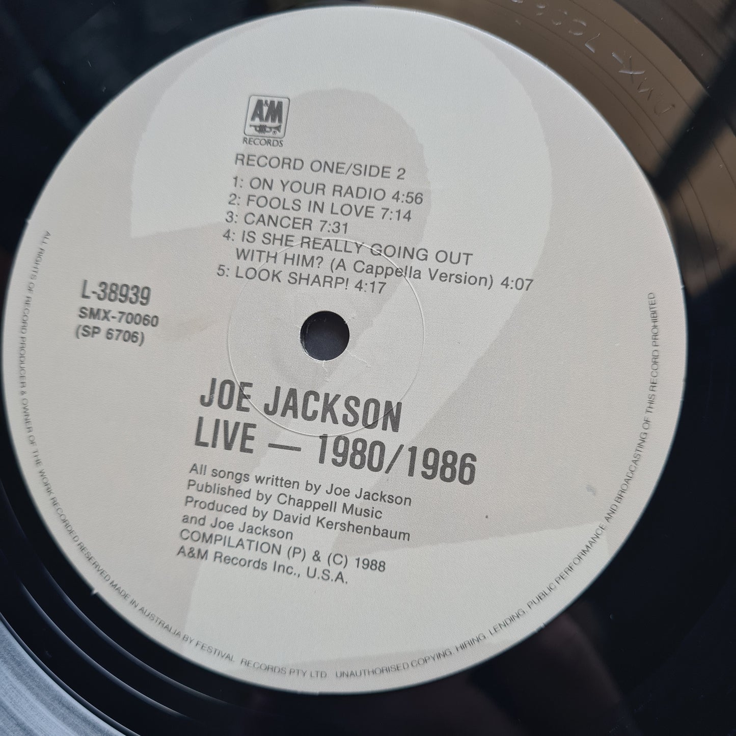 Joe Jackson – Live 1980/86 - 1988 - Vinyl Record 2LP