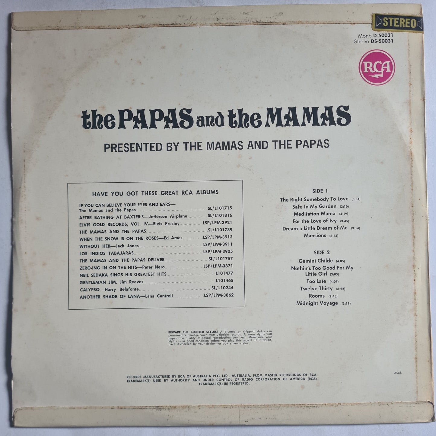 The Mamas & The Papas – The Papas & The Mamas - 1968 - Vinyl Record Lp (near mint)