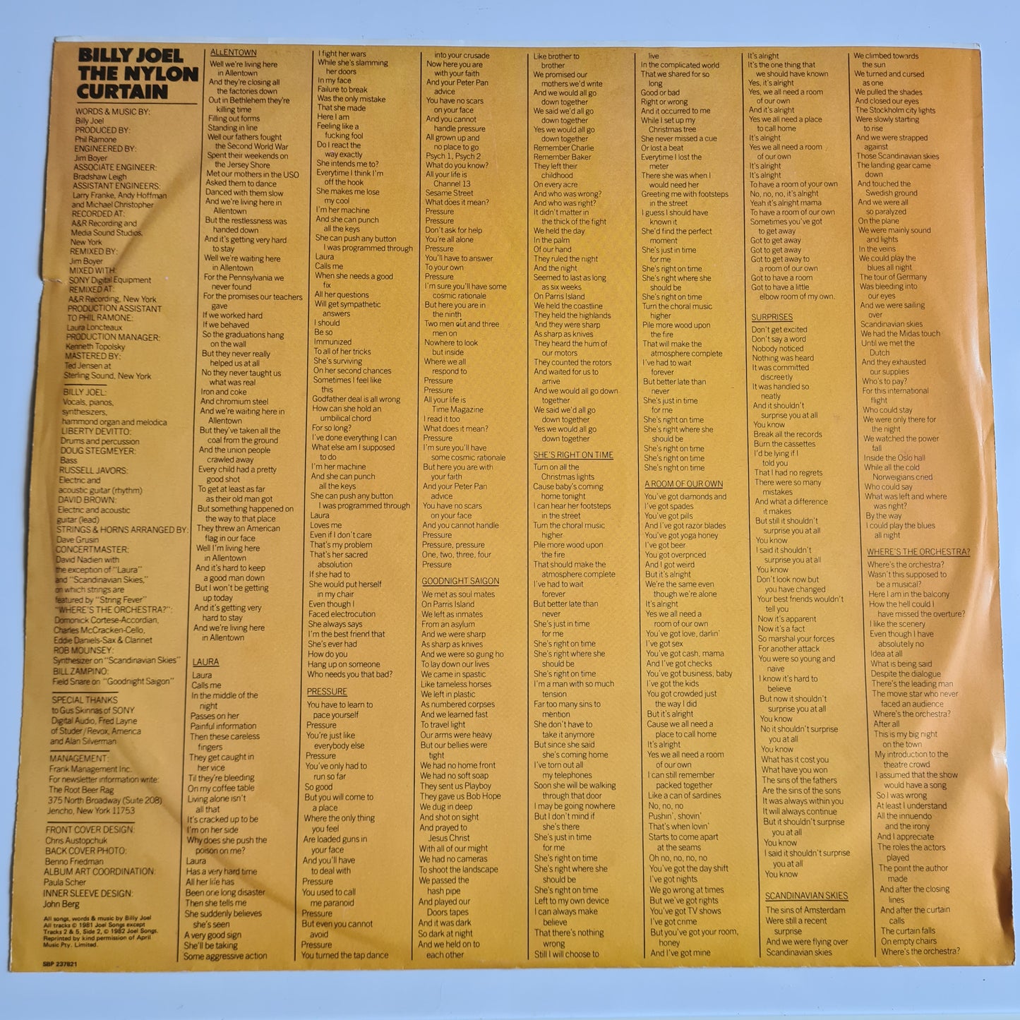 Billy Joel – The Nylon Curtain - 1982 - Vinyl Record LP