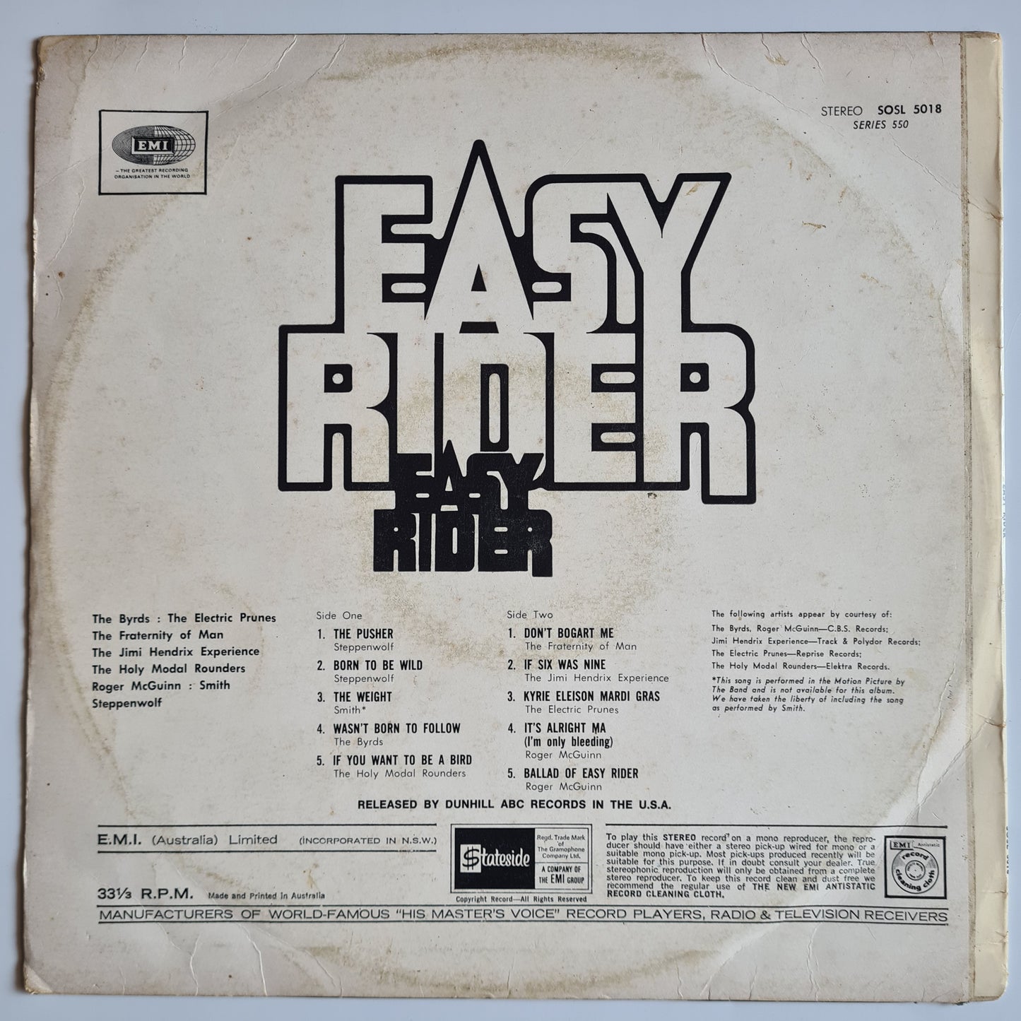 Easy Rider – Motion Picture Soundtrack - 1969 - Vinyl Record LP