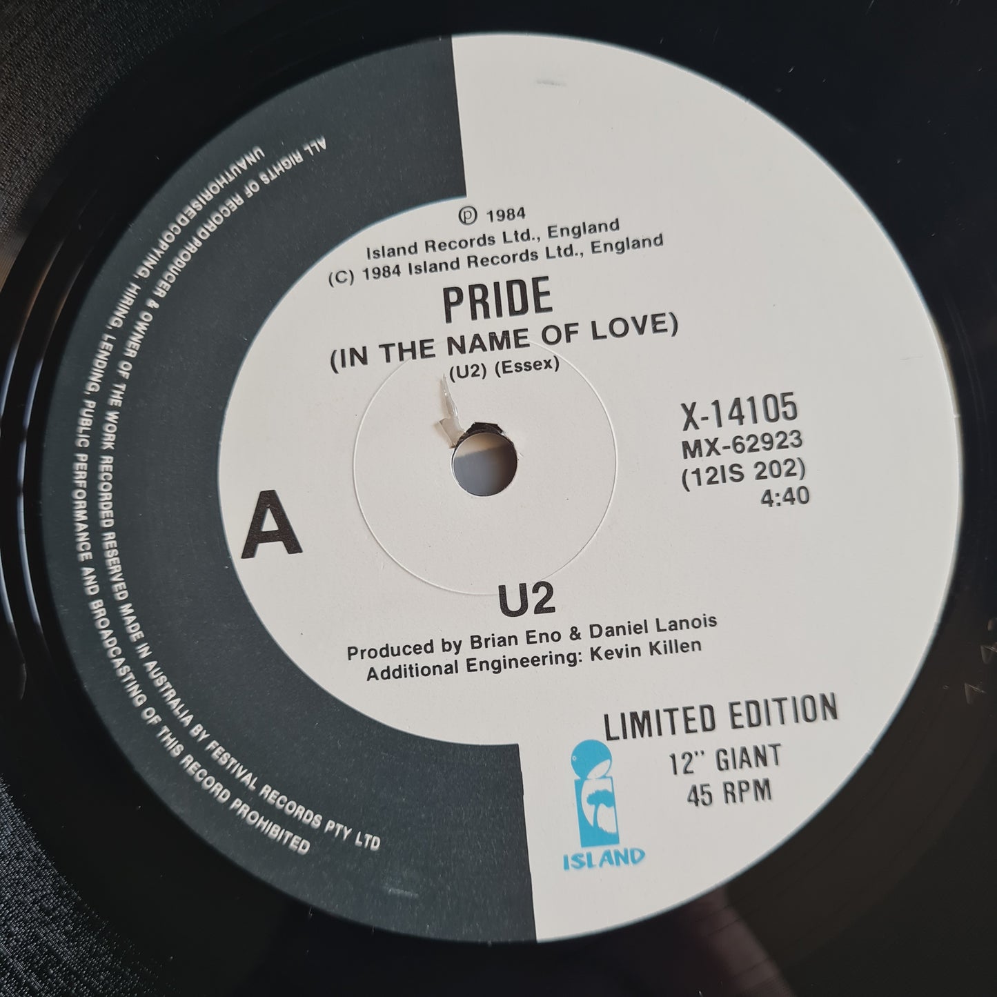 U2 – Pride (In The Name Of Love) - 1984 - Vinyl Record 12" Single, Limited Edition