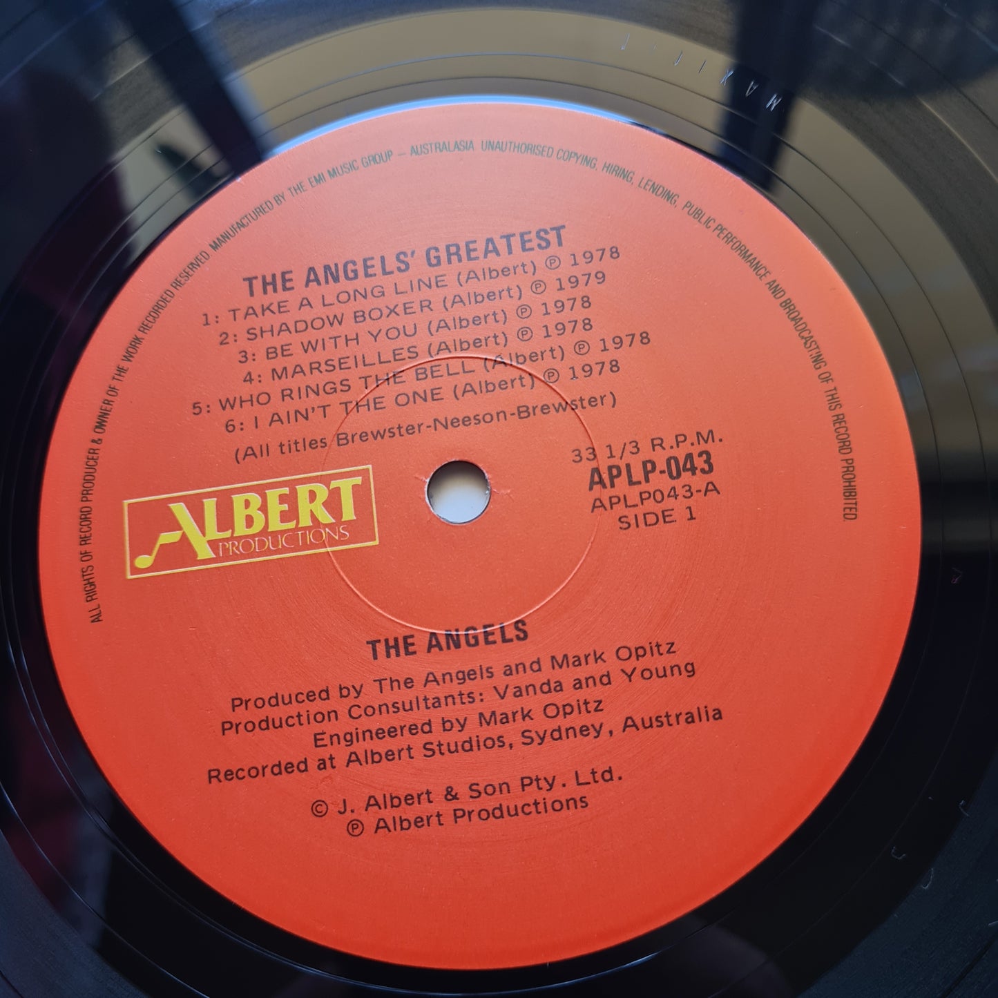 The Angels – The Angels Greatest - 1980 (1987 Red Label- Near Mint looks unplayed) - Vinyl Record LP