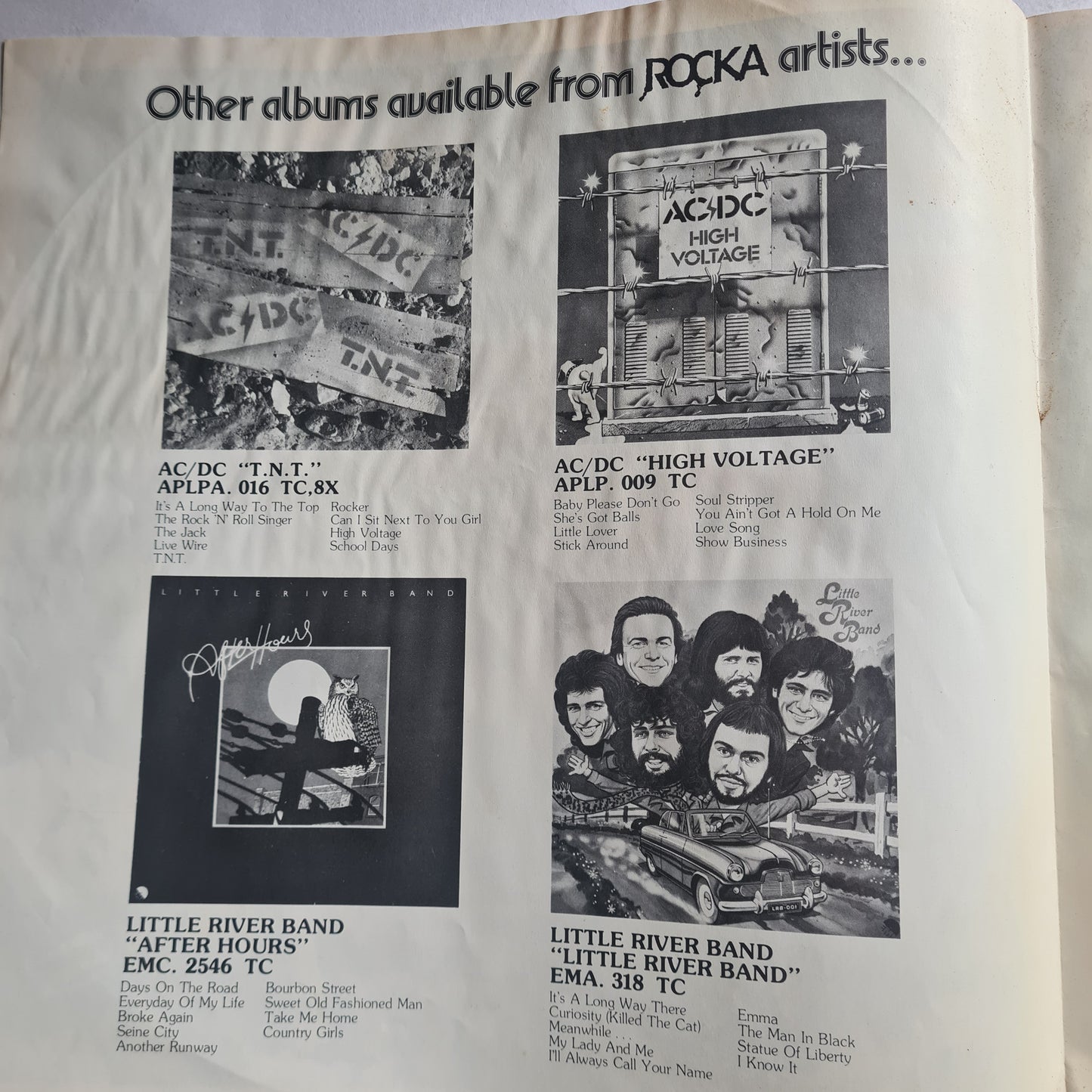 Various Artists (AC/DC, Angels, Stevie Wright, etc) – Rocka - 1976 - Vinyl Record LP (near mint - with insert)