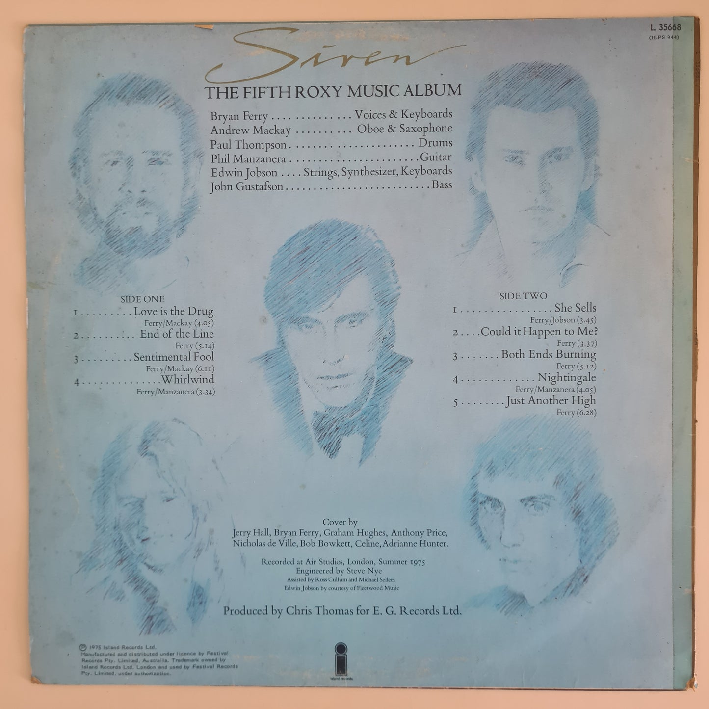 Roxy Music  – Siren - 1975 - Vinyl Record LP