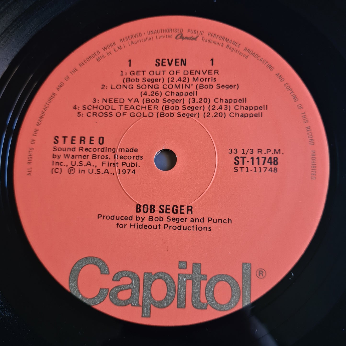 Bob Seger – Seven - 1974 (1978 Australian Pressing) - Vinyl Record LP (near mint)