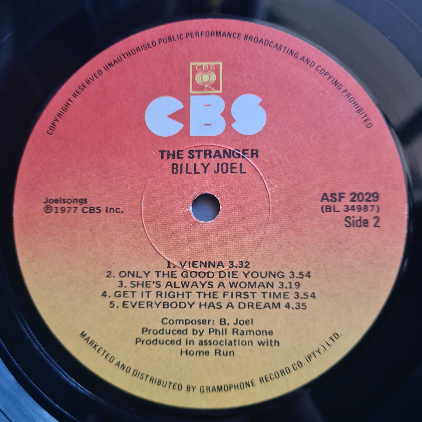 Billy Joel – The Stranger - 1977 (South African pressing) - Vinyl Record LP