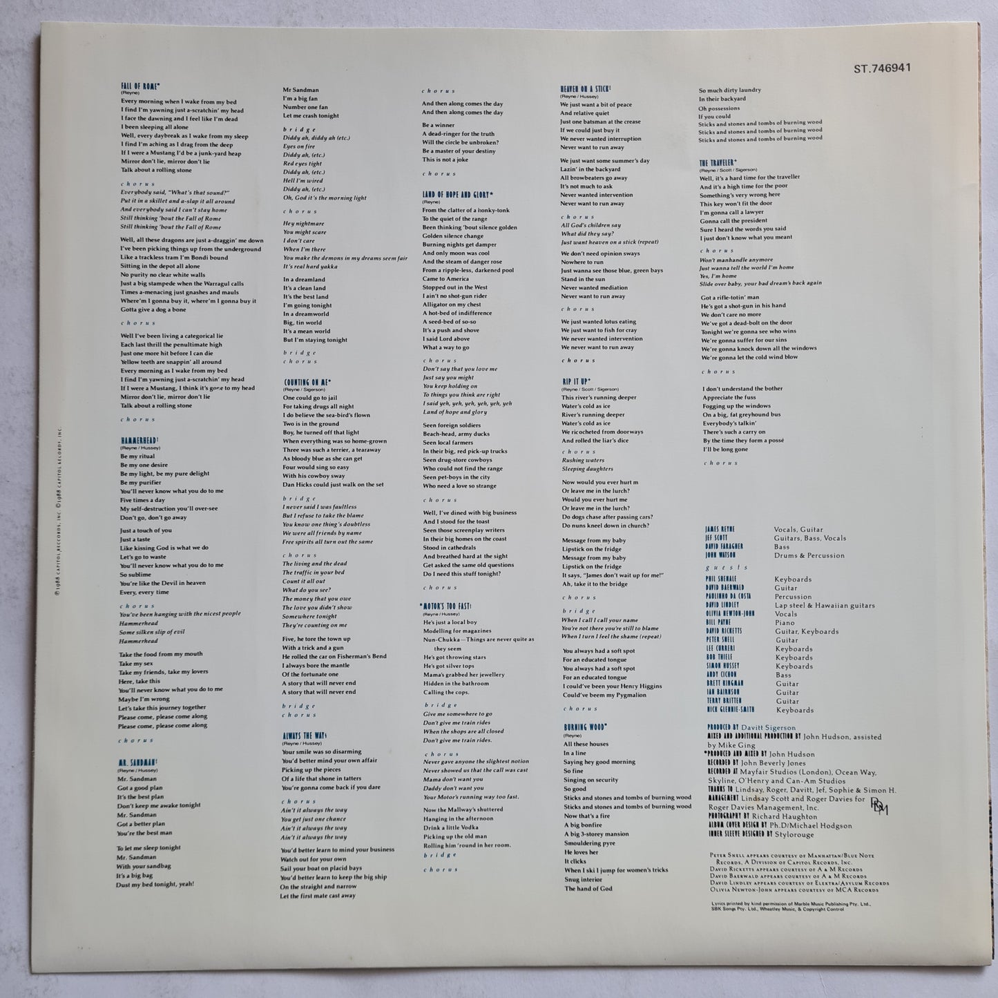 James Reyne (Australian Crawl) – 1988 - 1988 - Vinyl Record LP (near mint)