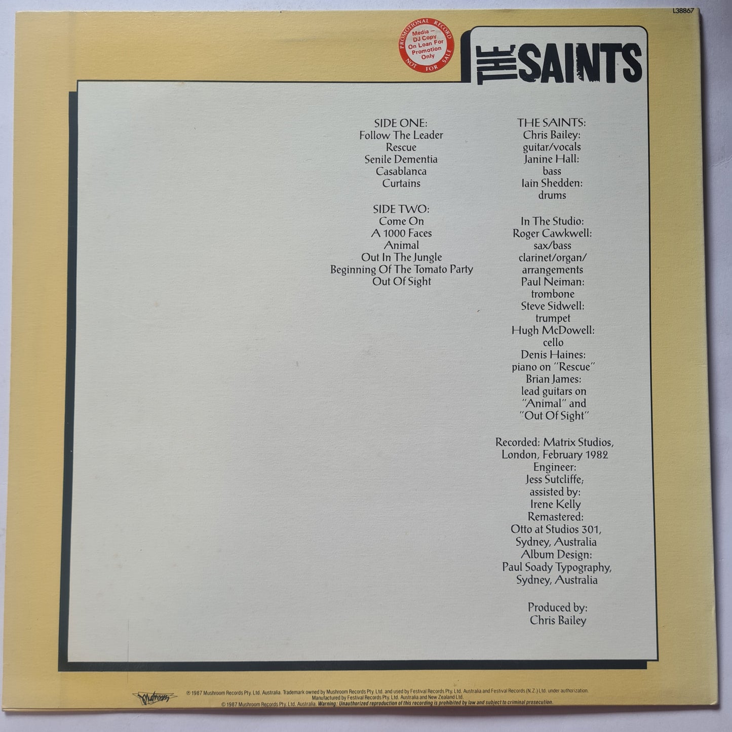 The Saints – Casablanca - 1988 - Vinyl Record LP (near mint)
