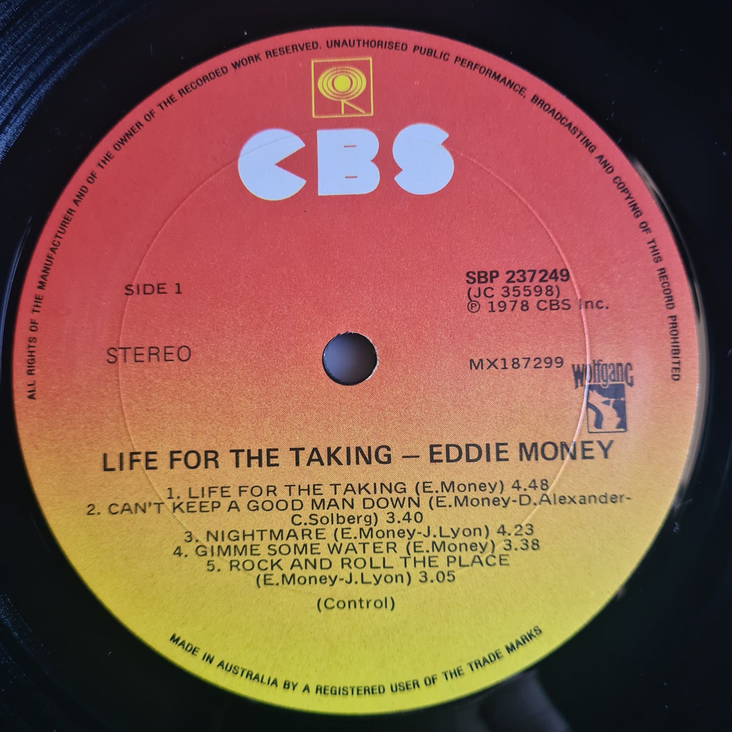 Eddie Money - Life For The Taking - 1978 - Vinyl Record LP