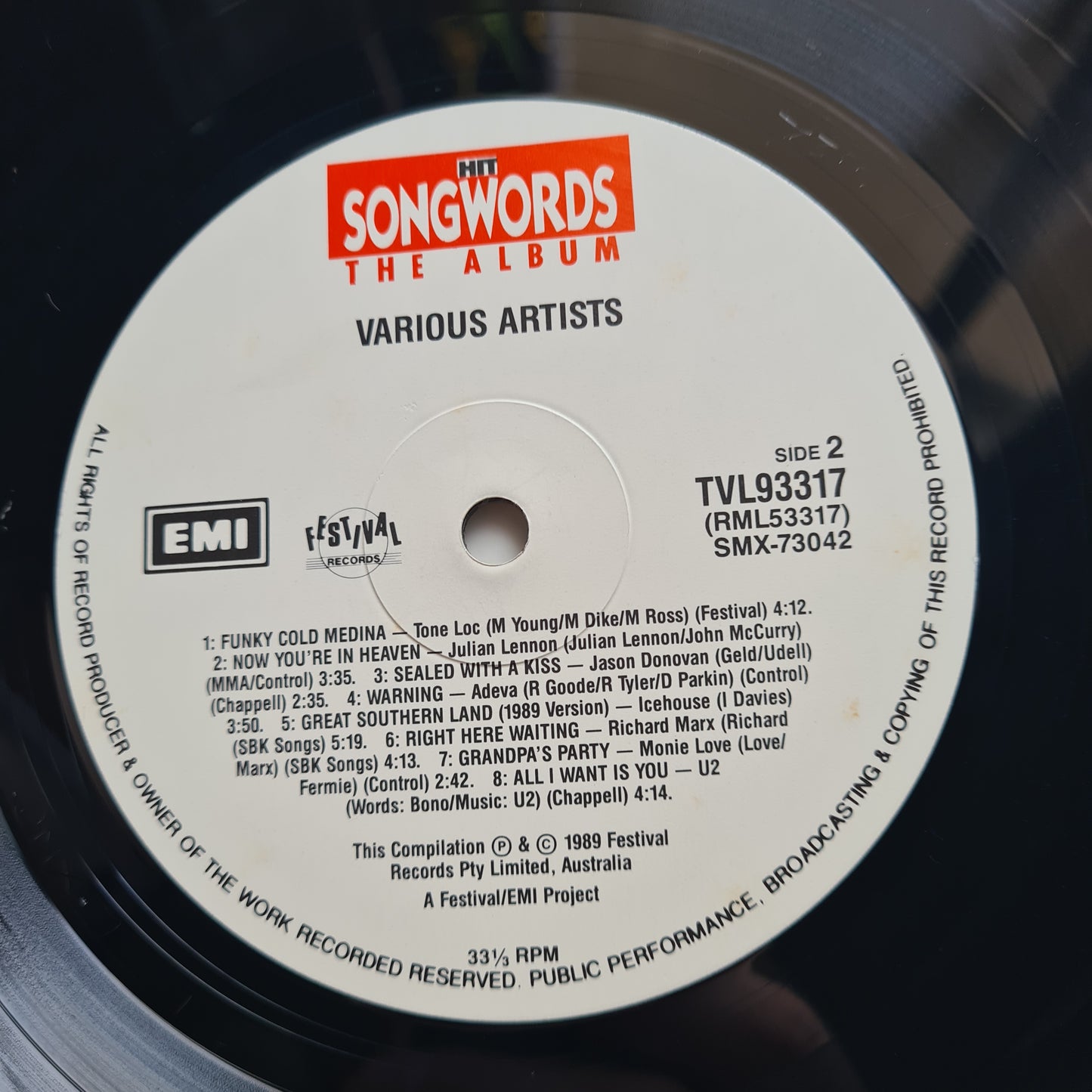 Various Artists – Hit Songwords The Album - 1989 - Vinyl Record LP (Gatefold)