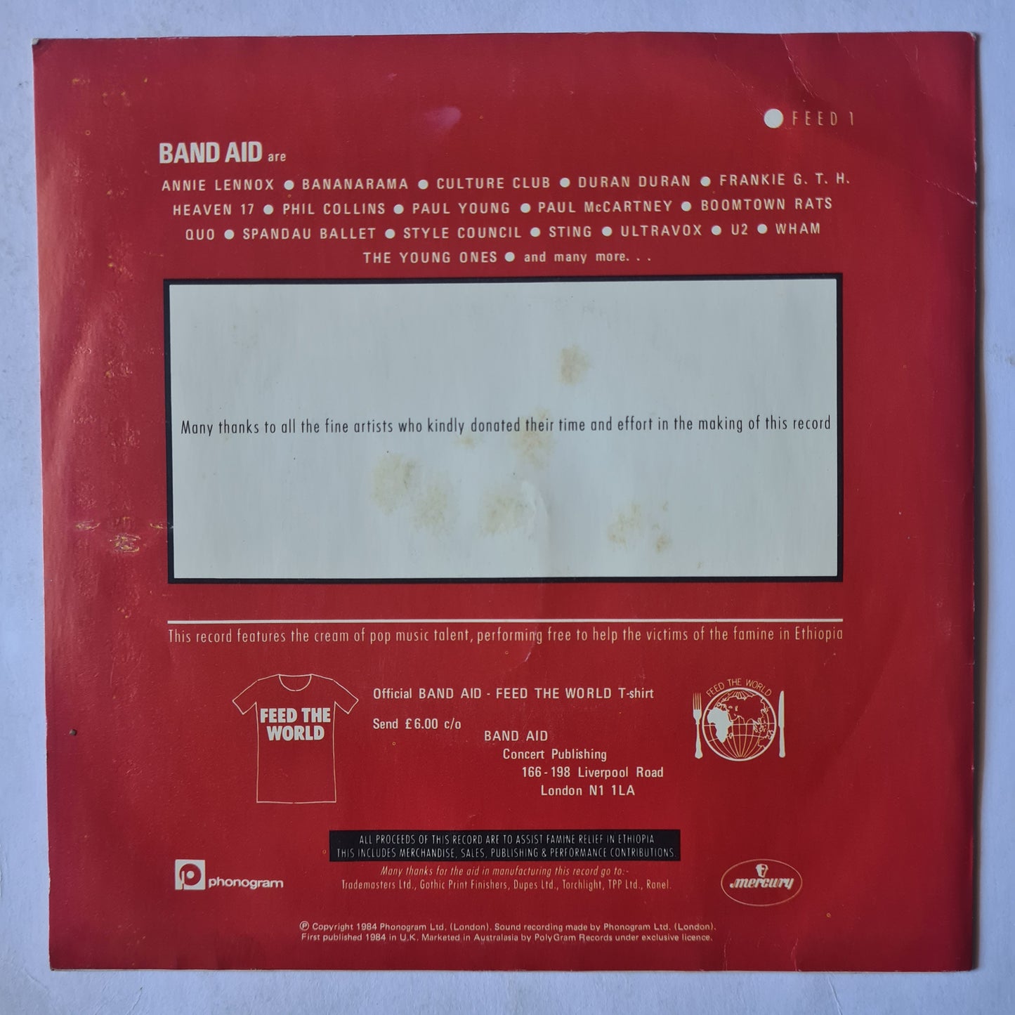 Band Aid – Do They Know It's Christmas? - 1984 (7inch Single) - Vinyl Record