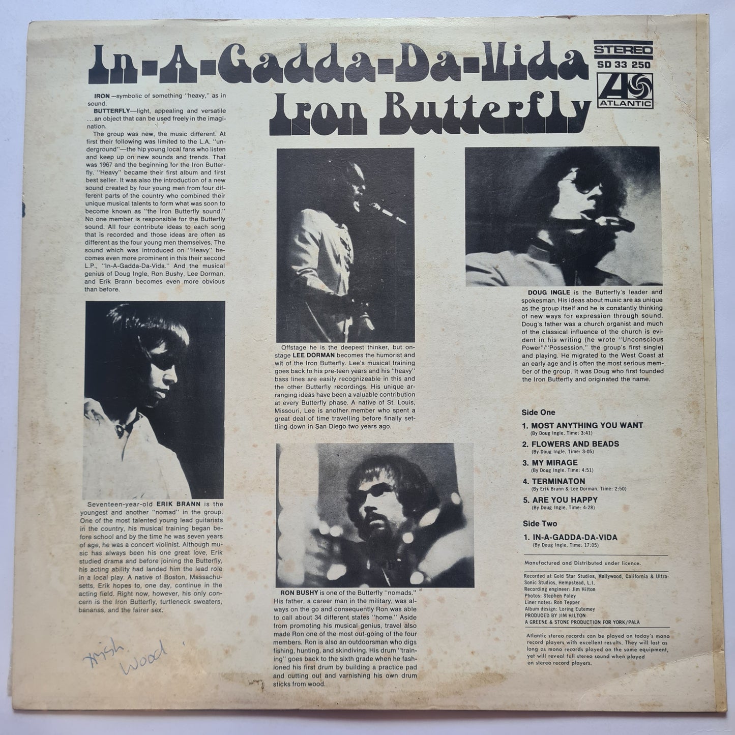 Iron Butterfly – In-A-Gadda-Da-Vida - 1968 (70's Australian Pressing) - Vinyl Record LP (near mint)