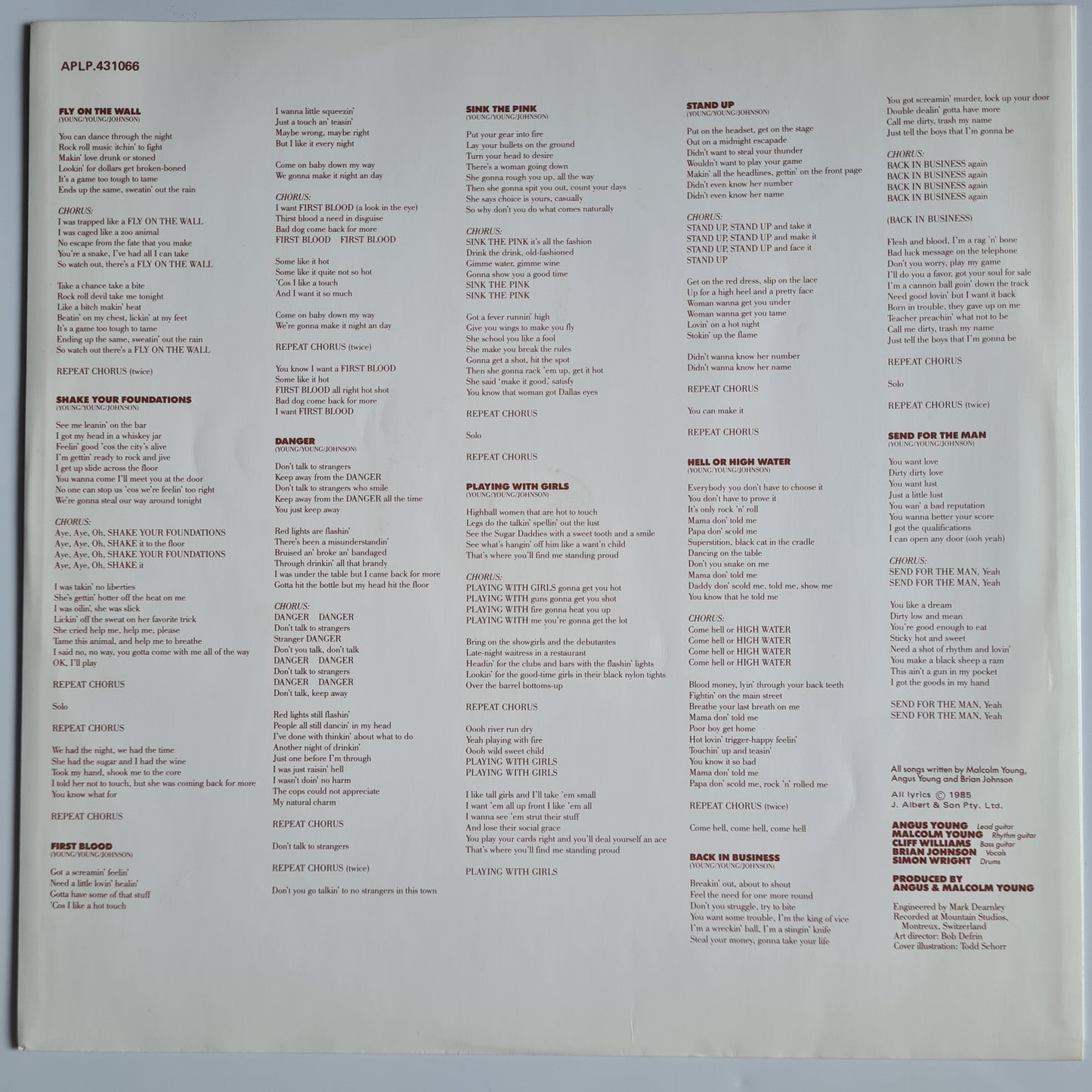 AC/DC – Fly On The Wall - 1985 (1st Australian Pressing) - Vinyl Record LP