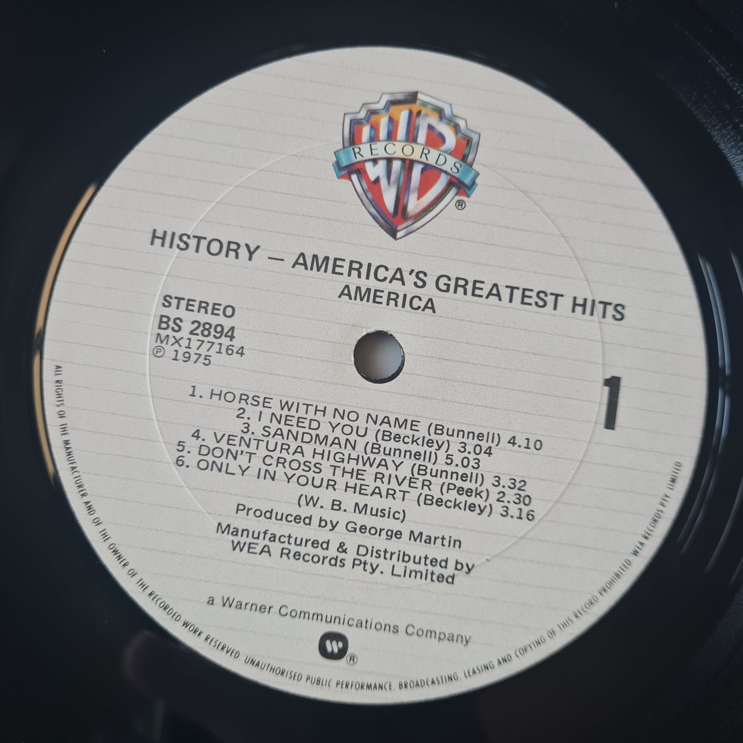 America – History: America's Greatest Hits - 1975 - Vinyl Record LP