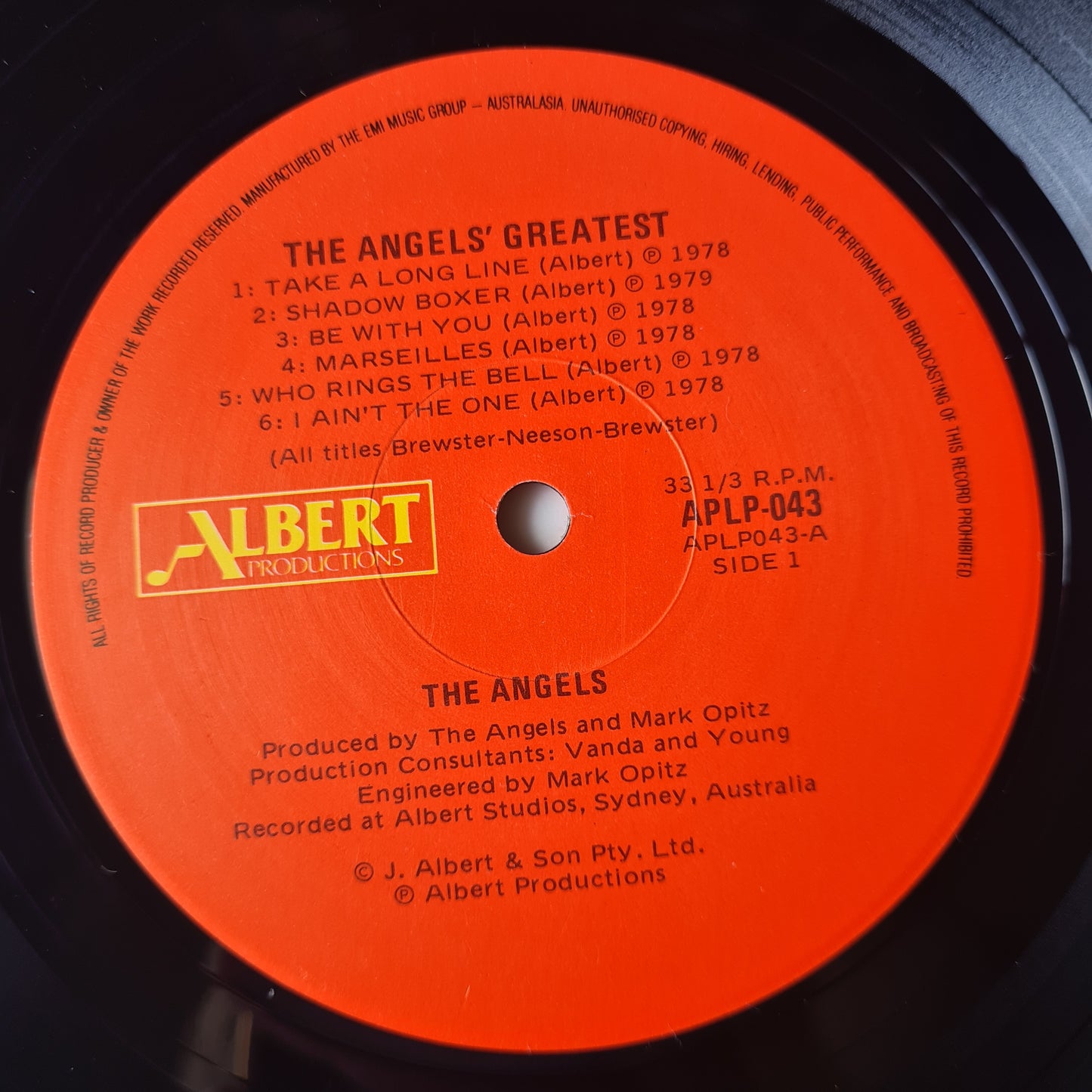 The Angels – The Angels Greatest - 1980 (1987 Red Label- Near Mint looks unplayed) - Vinyl Record LP